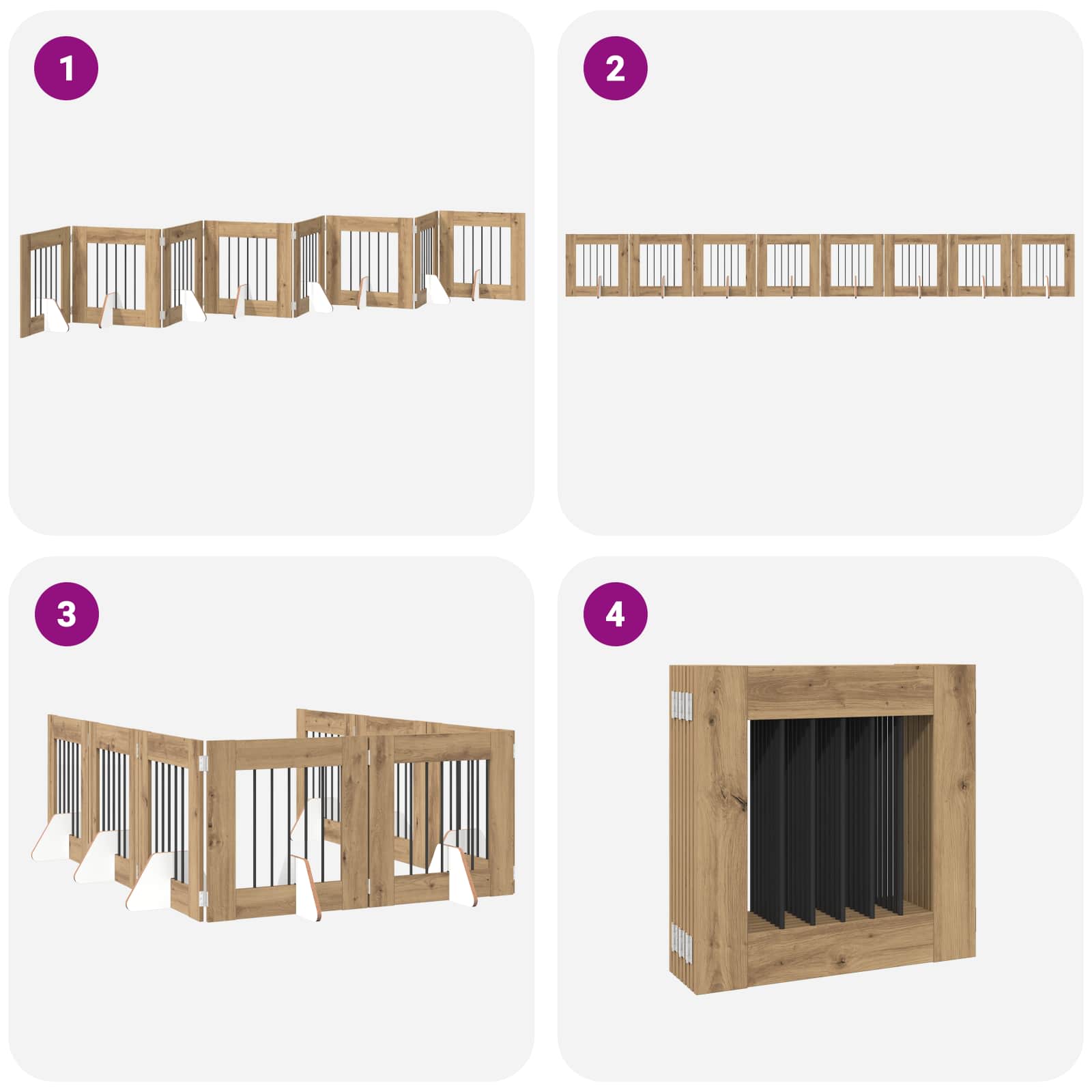Opvouwbaar hondenhek met standaards 8 pcs Artisanaal eiken is nu te koop bij PeponiXL, paradijselijk wonen!