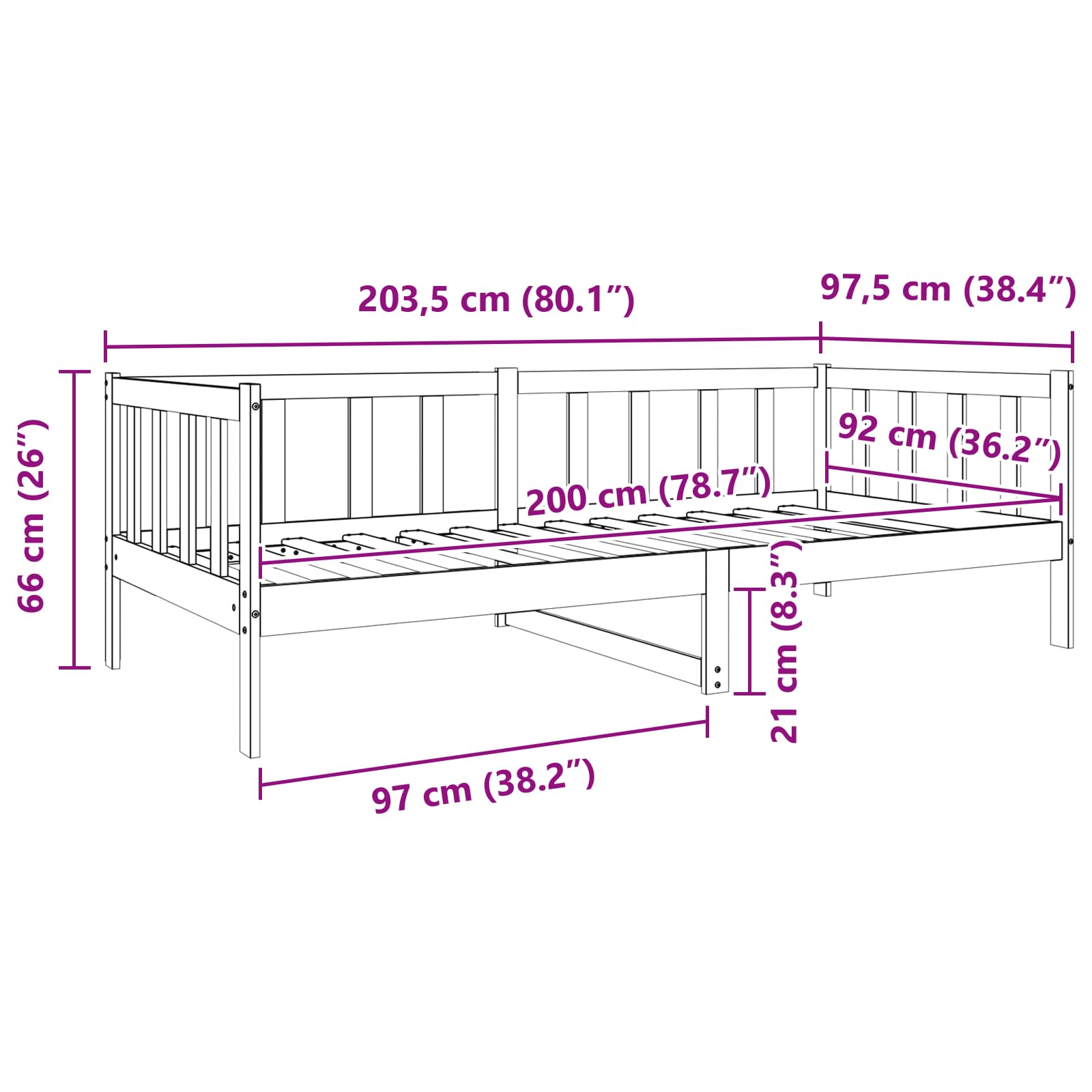Bedframe met hoofdeinde Wasbruin 90 x 190 cm Massief grenenhout is nu te koop bij PeponiXL, paradijselijk wonen!