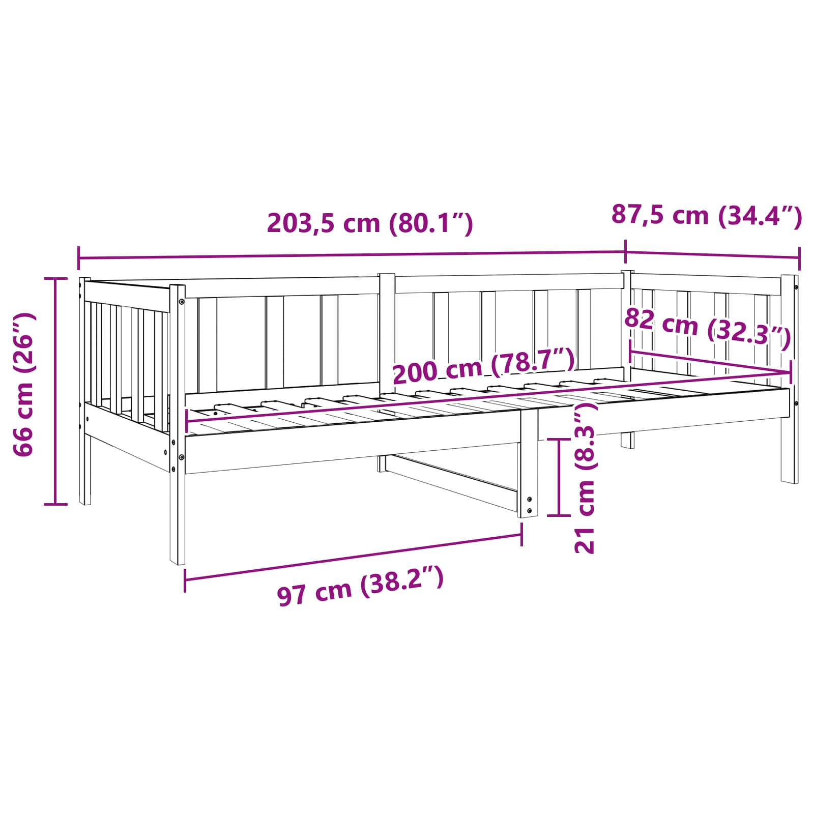 Bedframe met hoofdeinde Wasbruin 80 x 200 cm Massief grenenhout is nu te koop bij PeponiXL, paradijselijk wonen!