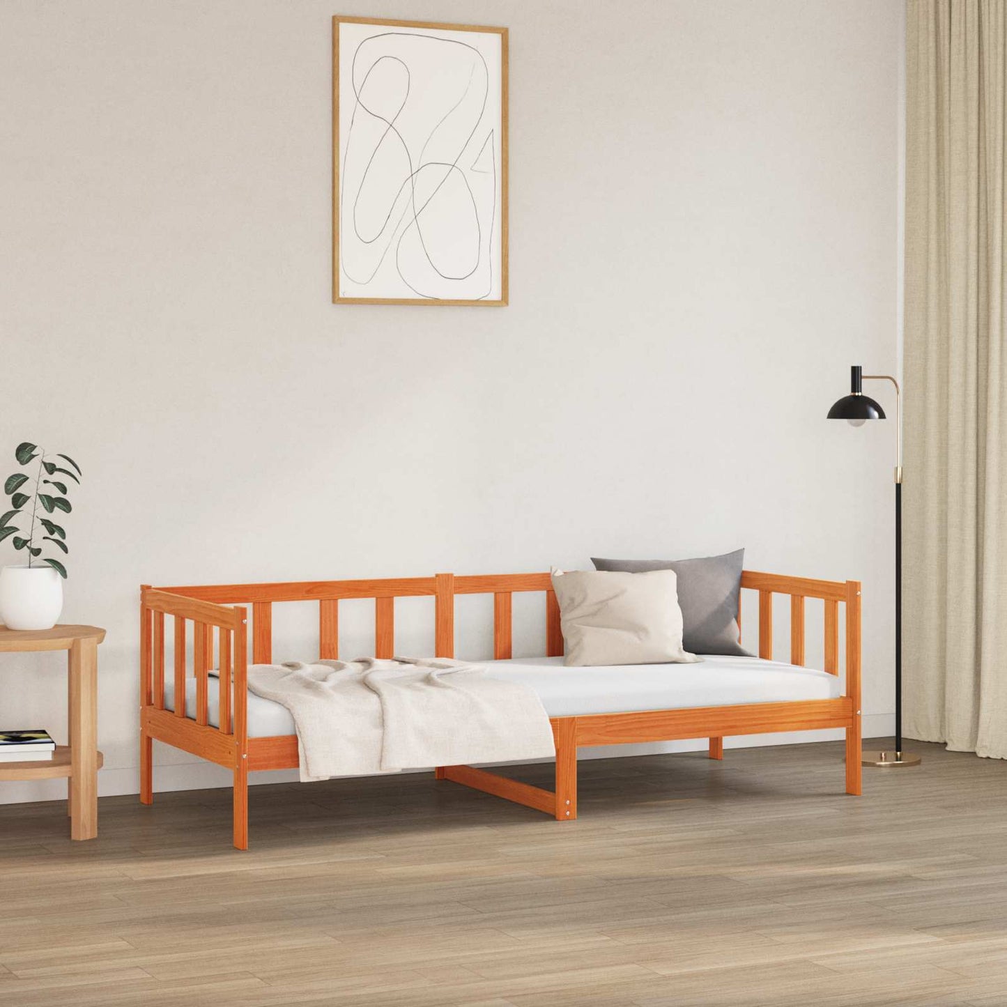 Bedframe met hoofdeinde Wasbruin 90 x 190 cm Massief grenenhout is nu te koop bij PeponiXL, paradijselijk wonen!