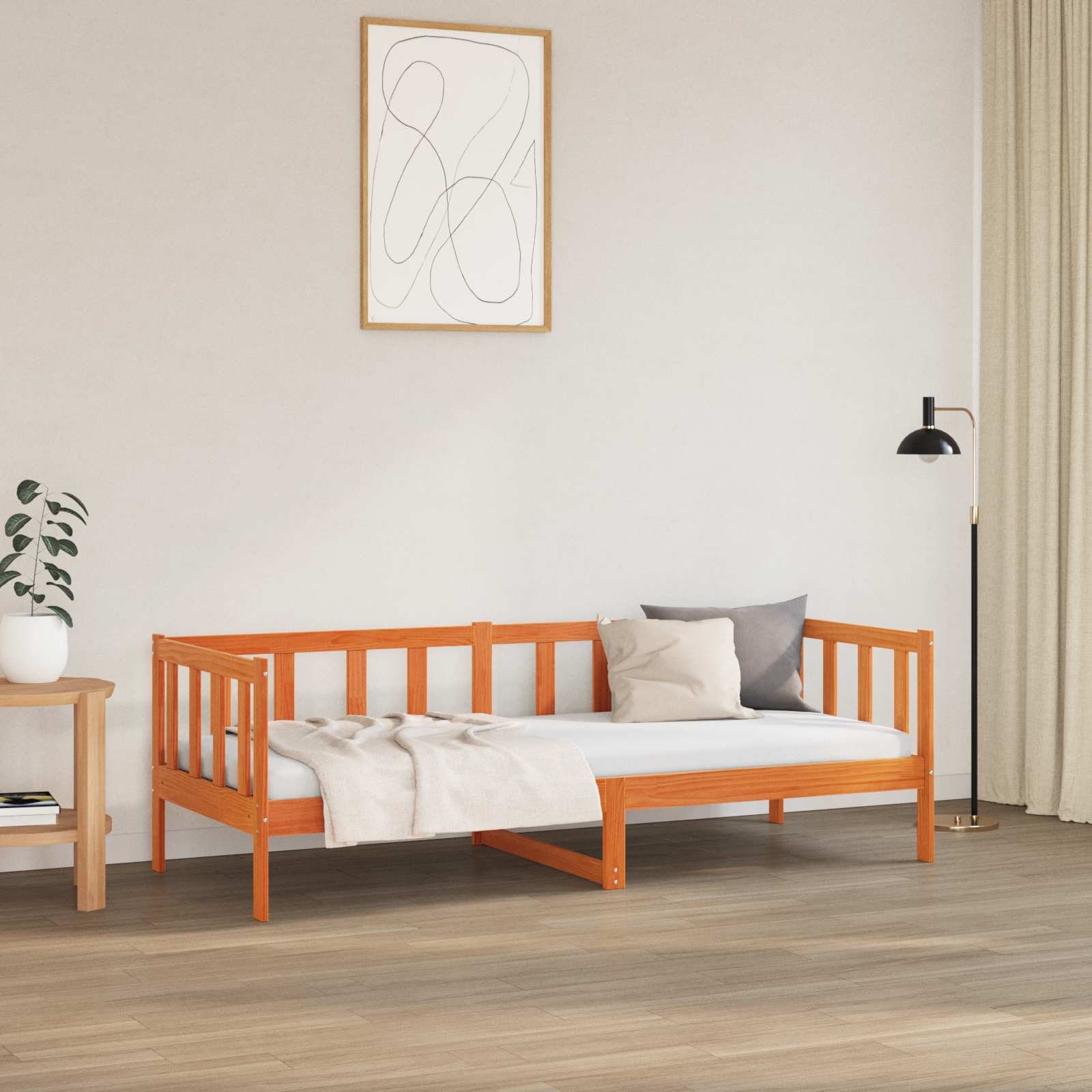 Bedframe met hoofdeinde Wasbruin 90 x 190 cm Massief grenenhout is nu te koop bij PeponiXL, paradijselijk wonen!