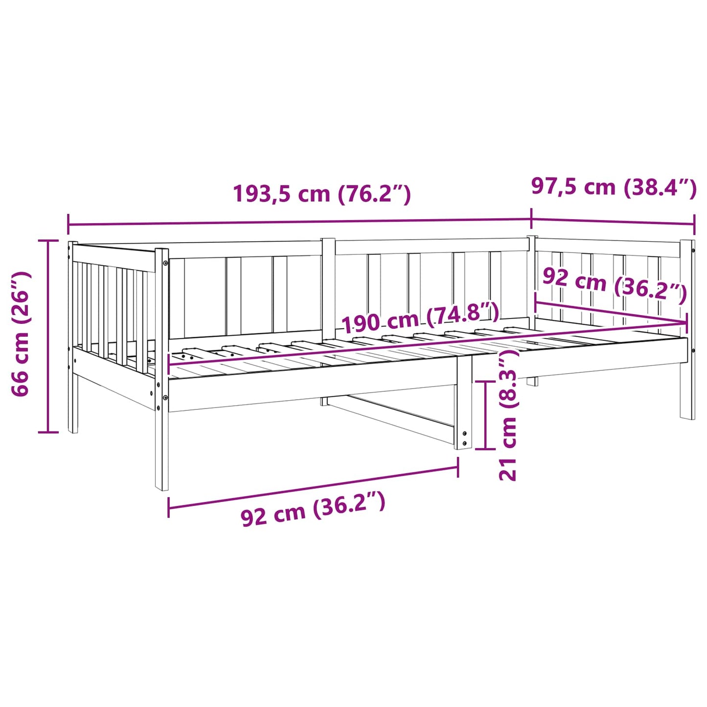 Bedframe met hoofdeinde Wasbruin 90 x 190 cm Massief grenenhout is nu te koop bij PeponiXL, paradijselijk wonen!