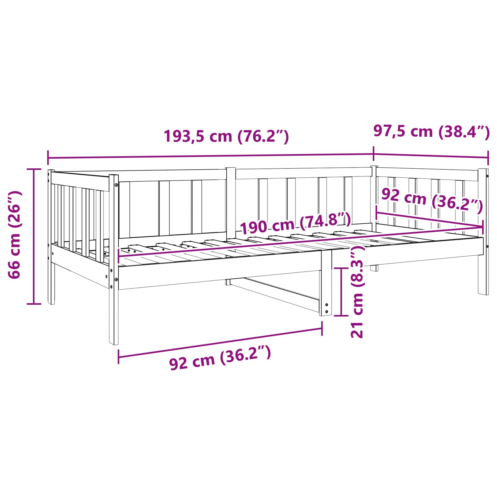 Bedframe met hoofdeinde Wasbruin 90 x 190 cm Massief grenenhout is nu te koop bij PeponiXL, paradijselijk wonen!