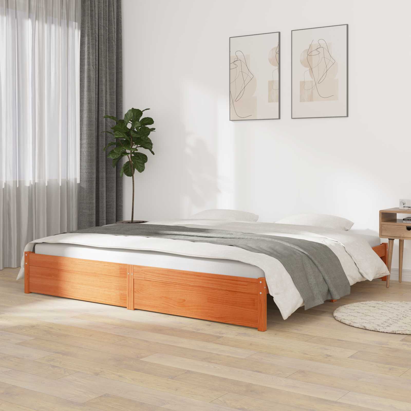 Bedframe Wasbruin 180 x 200 cm Massief Vurenhout is nu te koop bij PeponiXL, paradijselijk wonen!