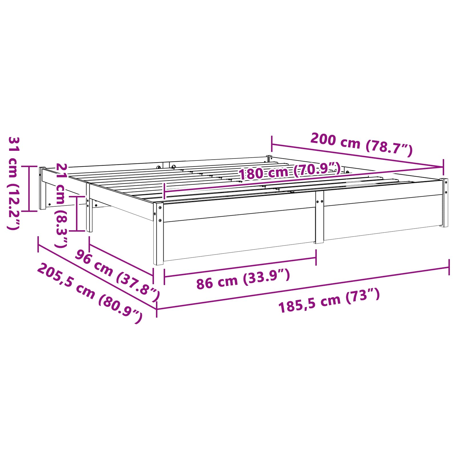 Bedframe Wasbruin 180 x 200 cm Massief Vurenhout is nu te koop bij PeponiXL, paradijselijk wonen!