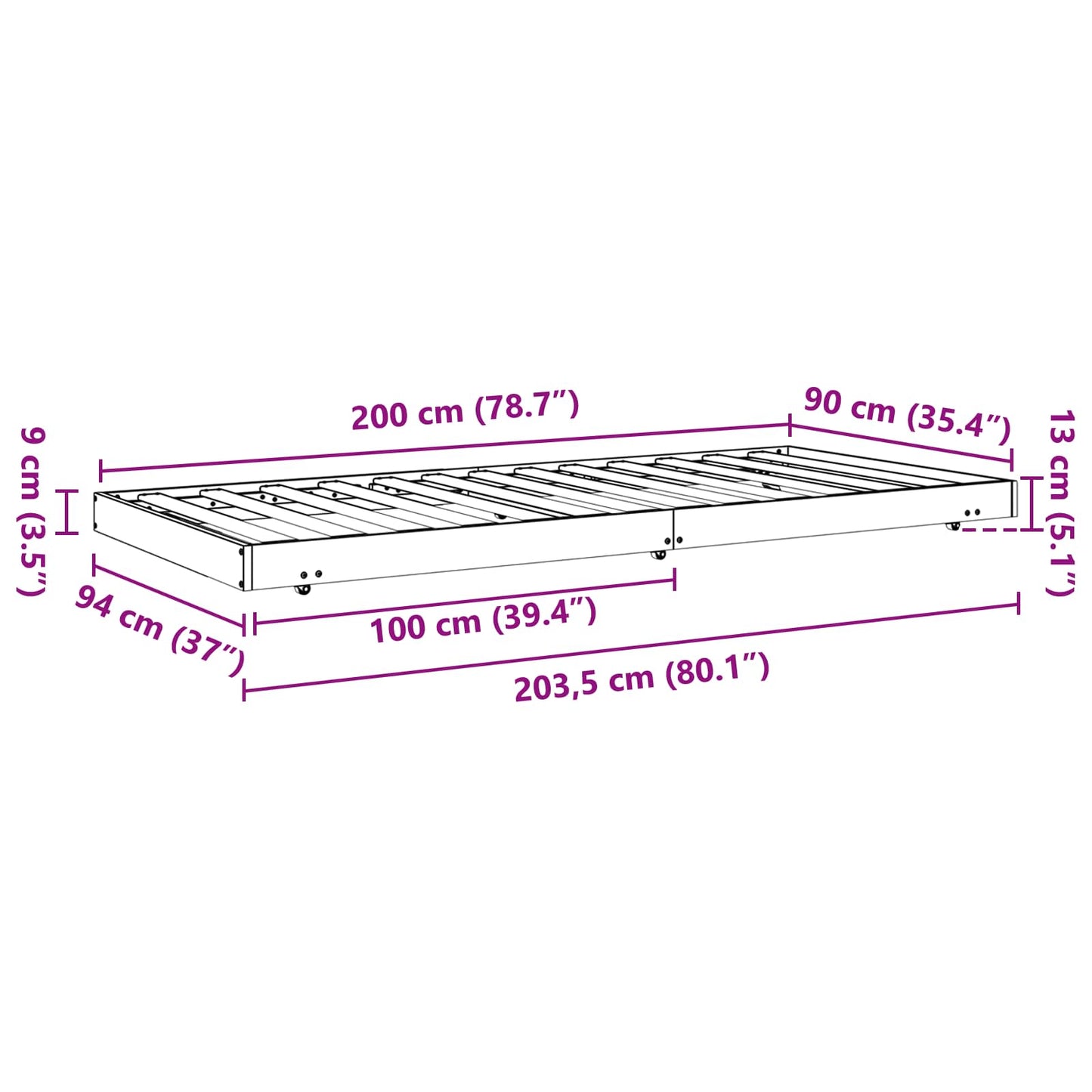 Bedframe Wasbruin 90 x 200 cm Massief grenenhout is nu te koop bij PeponiXL, paradijselijk wonen!