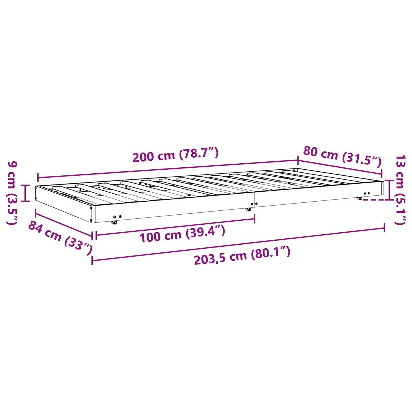 Bedframe Wasbruin 80 x 200 cm Massief grenenhout is nu te koop bij PeponiXL, paradijselijk wonen!