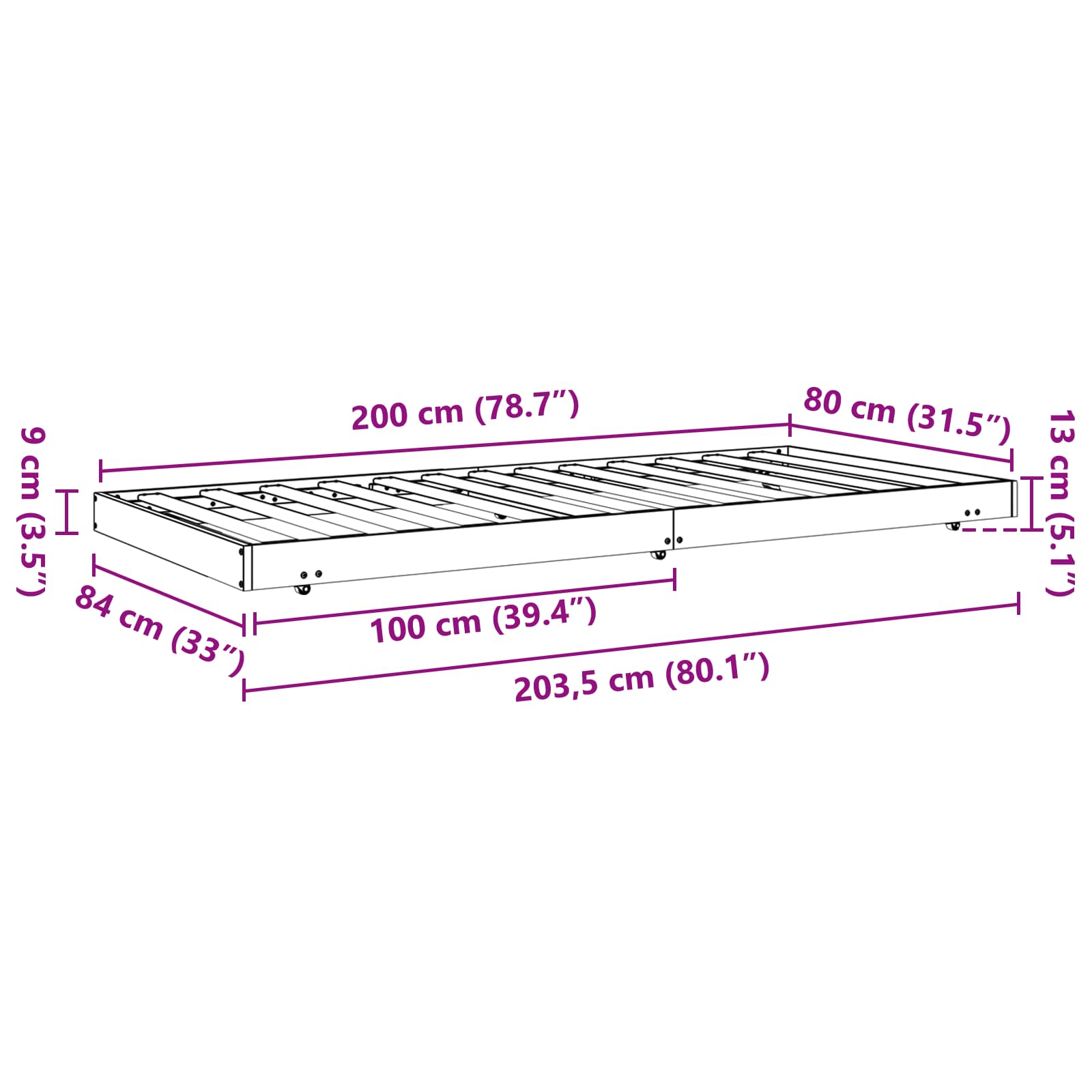 Bedframe Wasbruin 80 x 200 cm Massief grenenhout is nu te koop bij PeponiXL, paradijselijk wonen!