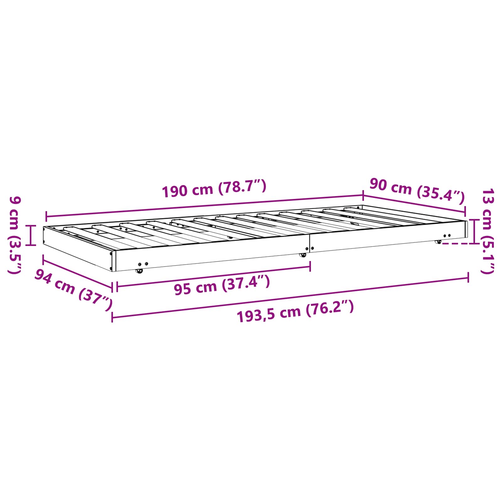Bedframe Wasbruin 90 x 190 cm Massief grenenhout is nu te koop bij PeponiXL, paradijselijk wonen!