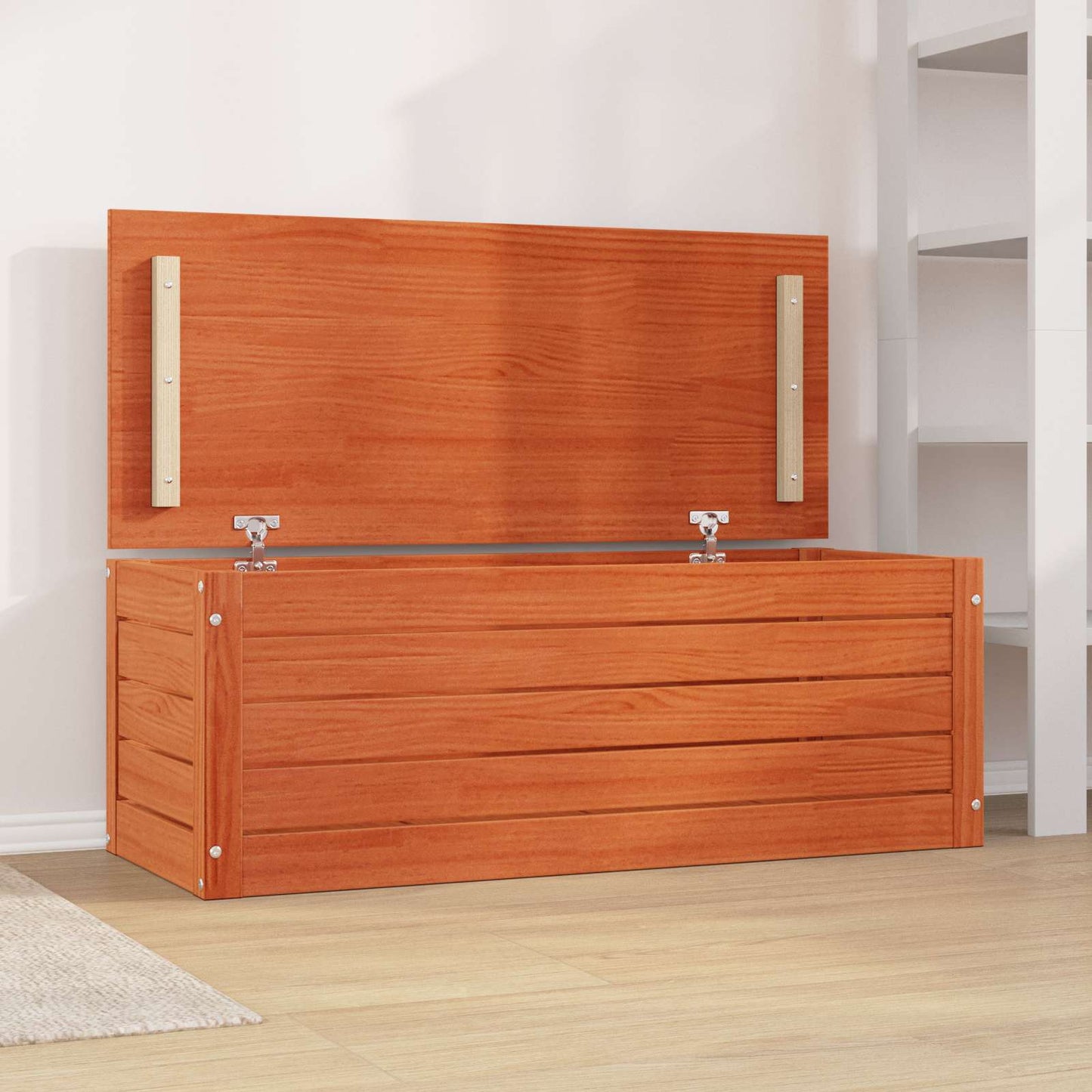 Opbergbox Wasbruin 89 x 36,5 x 33 cm Massief grenenhout is nu te koop bij PeponiXL, paradijselijk wonen!