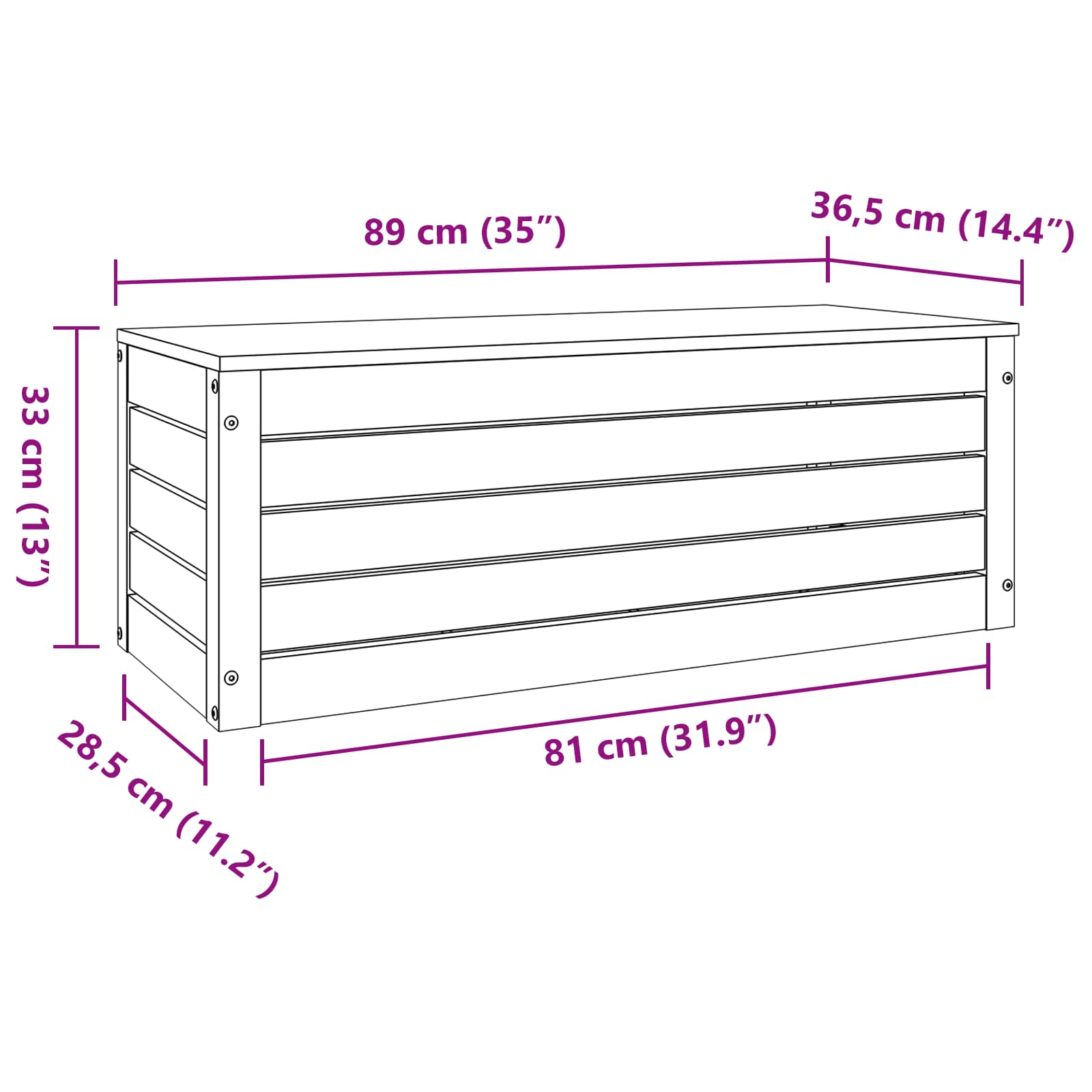 Opbergbox Wasbruin 89 x 36,5 x 33 cm Massief grenenhout is nu te koop bij PeponiXL, paradijselijk wonen!