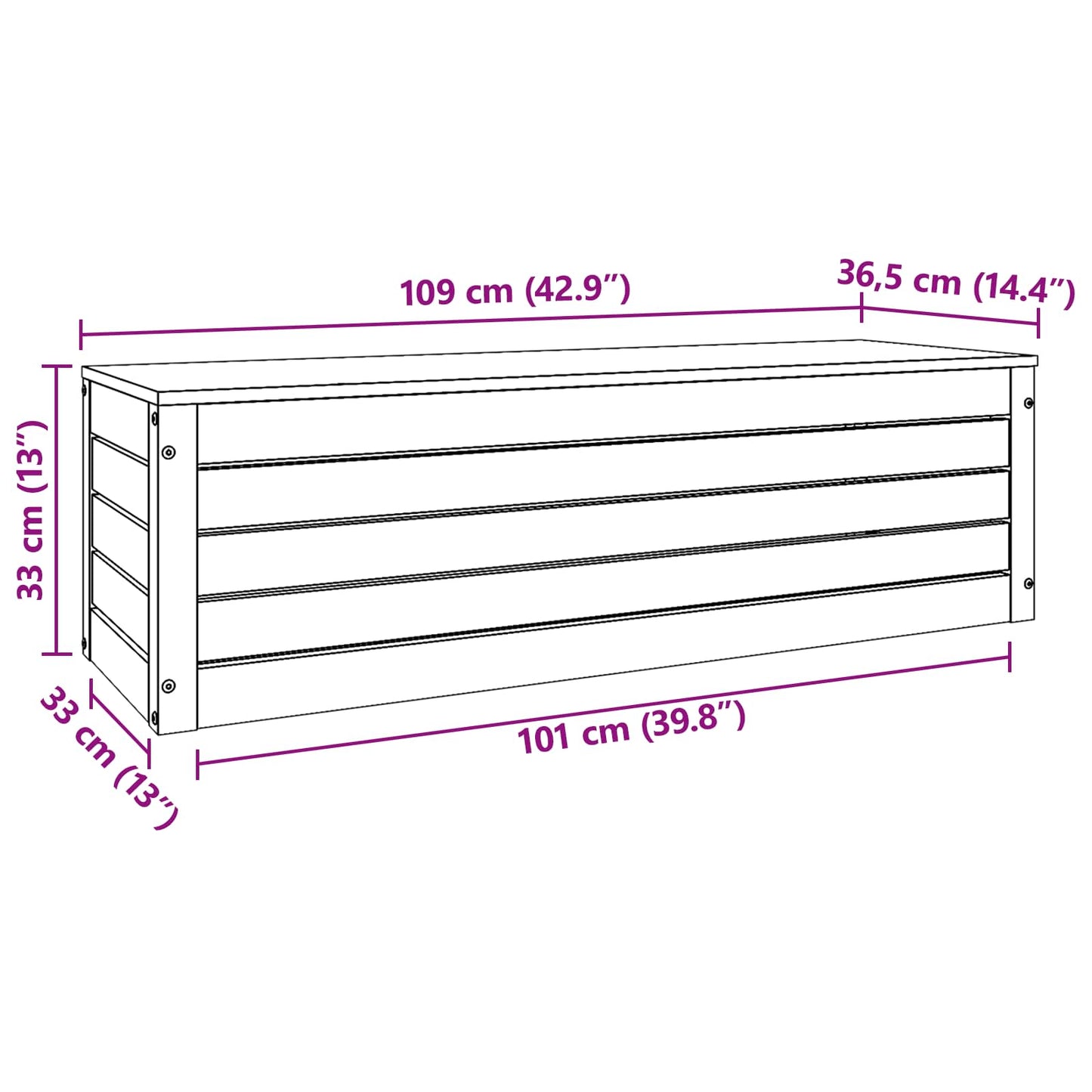 Opbergbox Wasbruin 109 x 36,5 x 33 cm Massief grenenhout is nu te koop bij PeponiXL, paradijselijk wonen!