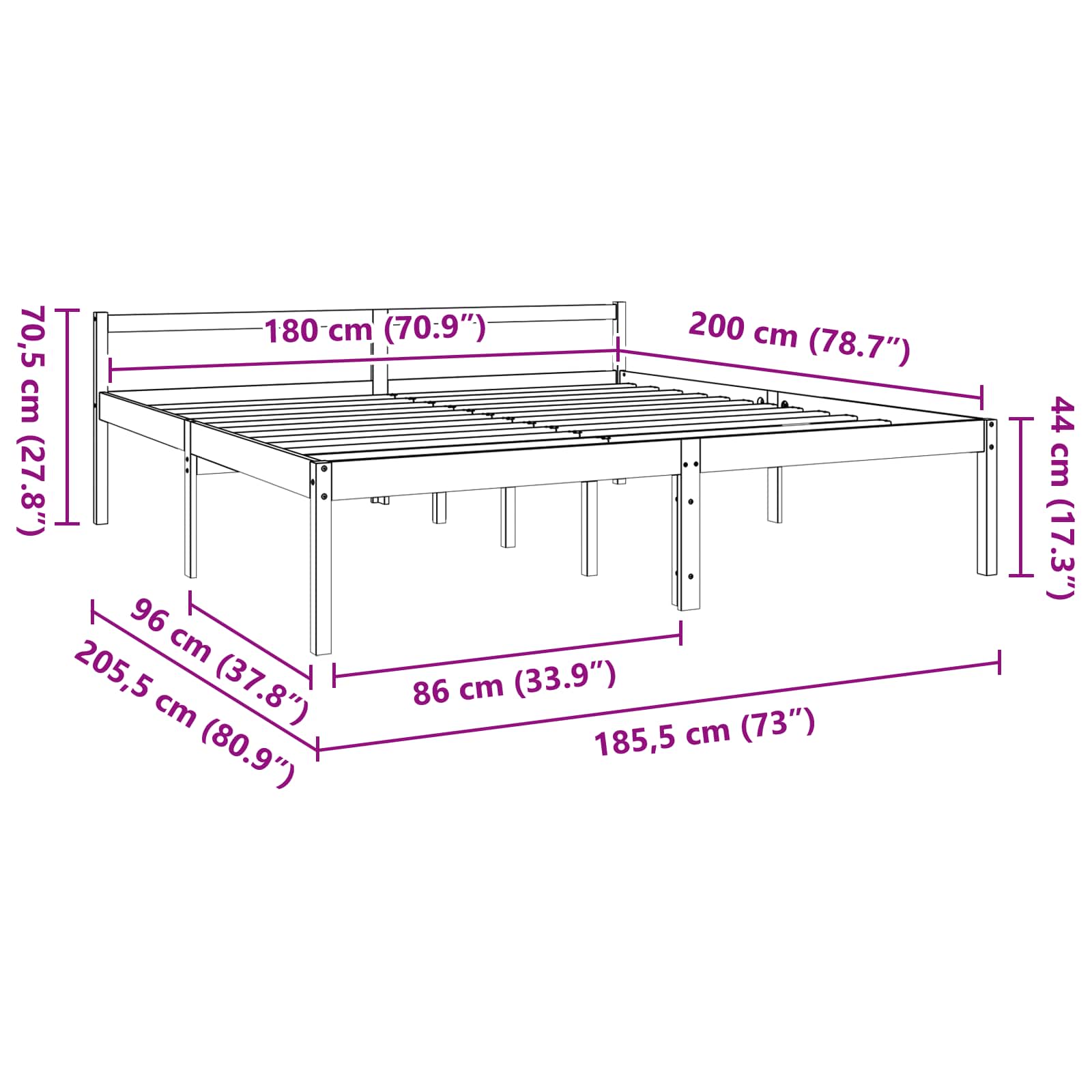 Bedframe Wasbruin 180 x 200 cm Massief grenenhout is nu te koop bij PeponiXL, paradijselijk wonen!