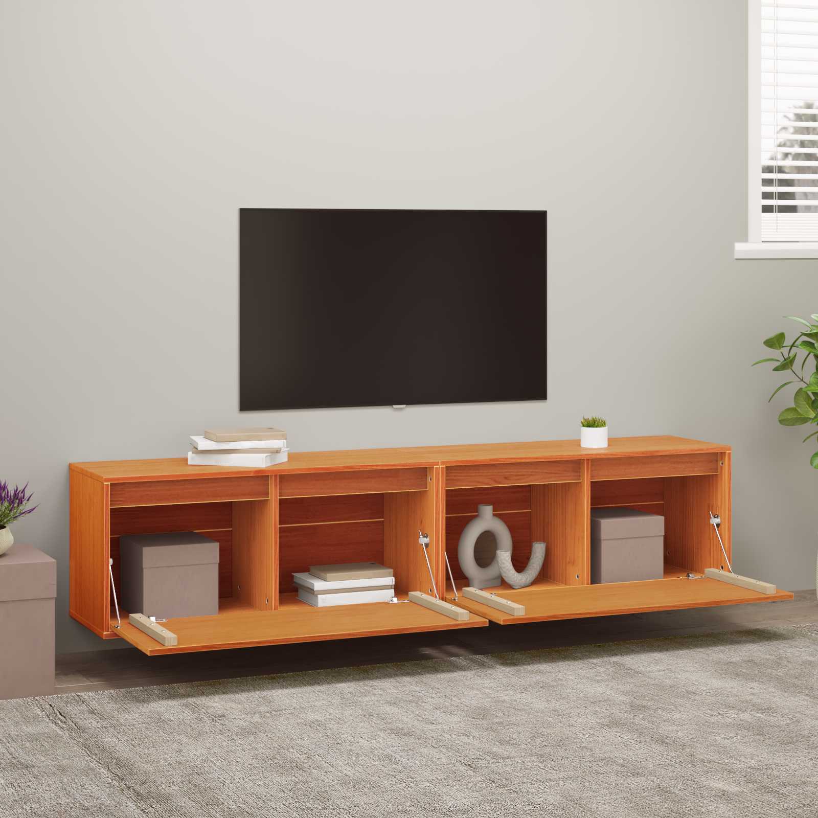 Wandkast 2 pcs Wasbruin 80 x 30 x 35 cm Massief grenenhout is nu te koop bij PeponiXL, paradijselijk wonen!