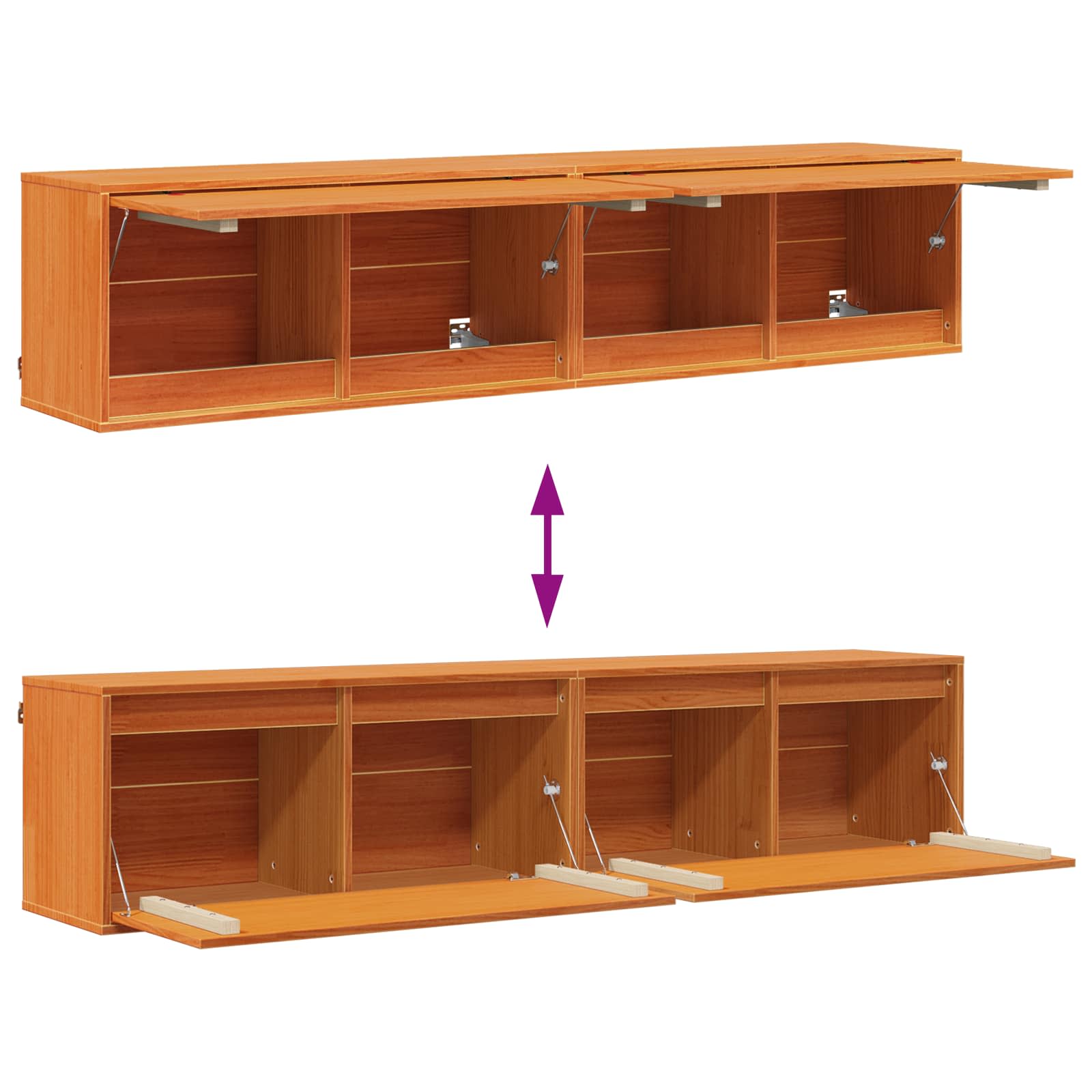 Wandkast 2 pcs Wasbruin 80 x 30 x 35 cm Massief grenenhout is nu te koop bij PeponiXL, paradijselijk wonen!