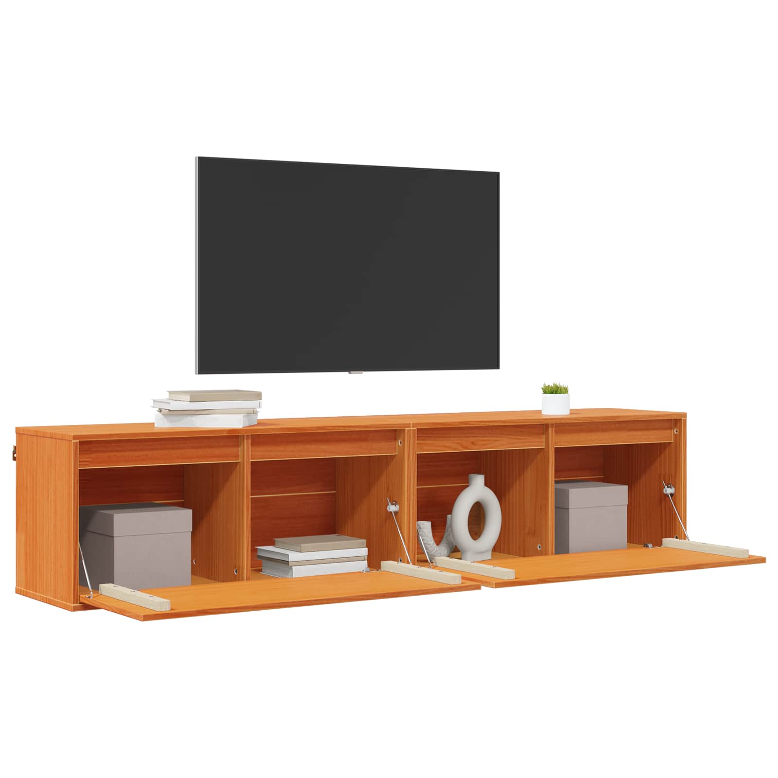 Wandkast 2 pcs Wasbruin 80 x 30 x 35 cm Massief grenenhout is nu te koop bij PeponiXL, paradijselijk wonen!