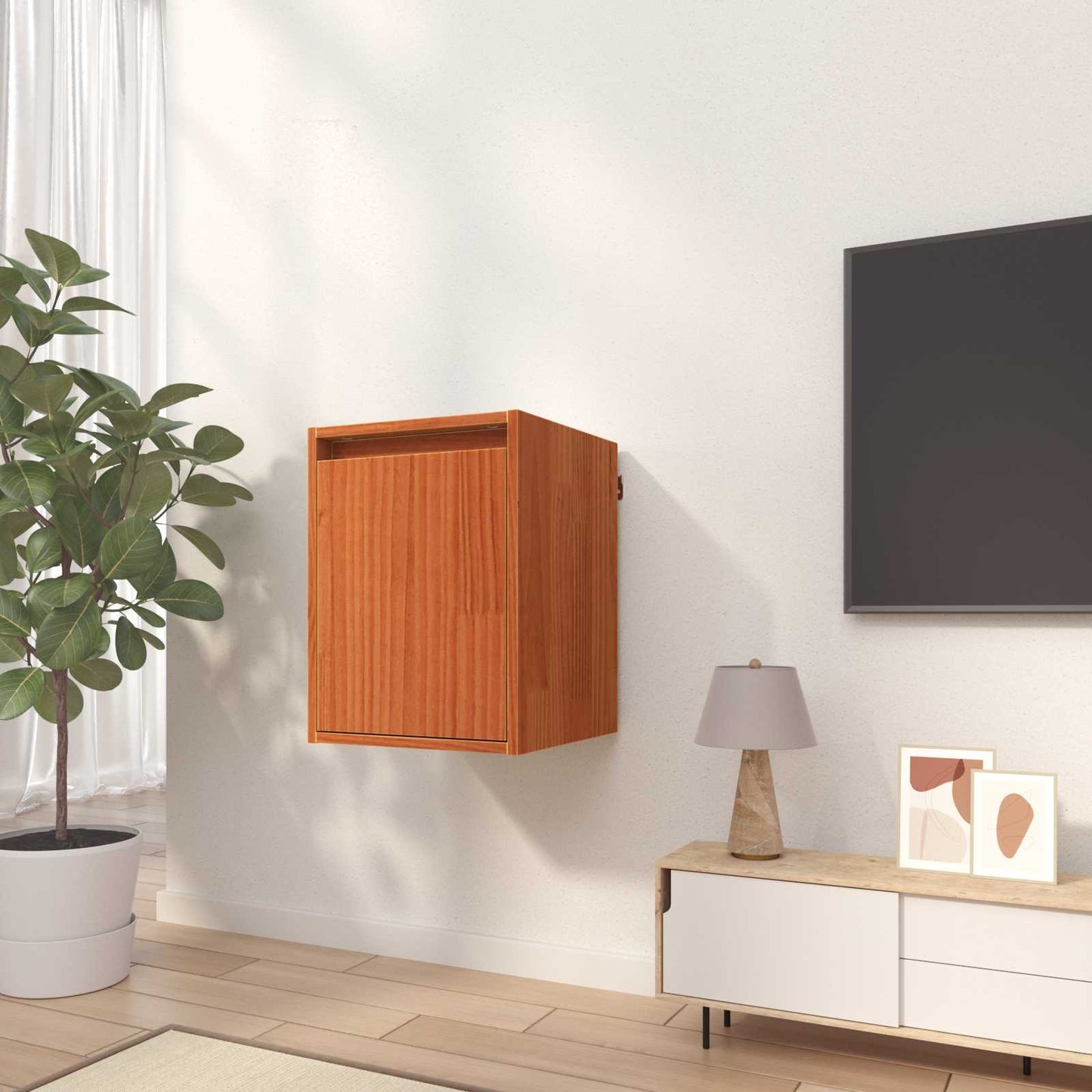 Wandkast met opslag Wasbruin 30 x 30 x 40 cm Massief grenenhout is nu te koop bij PeponiXL, paradijselijk wonen!