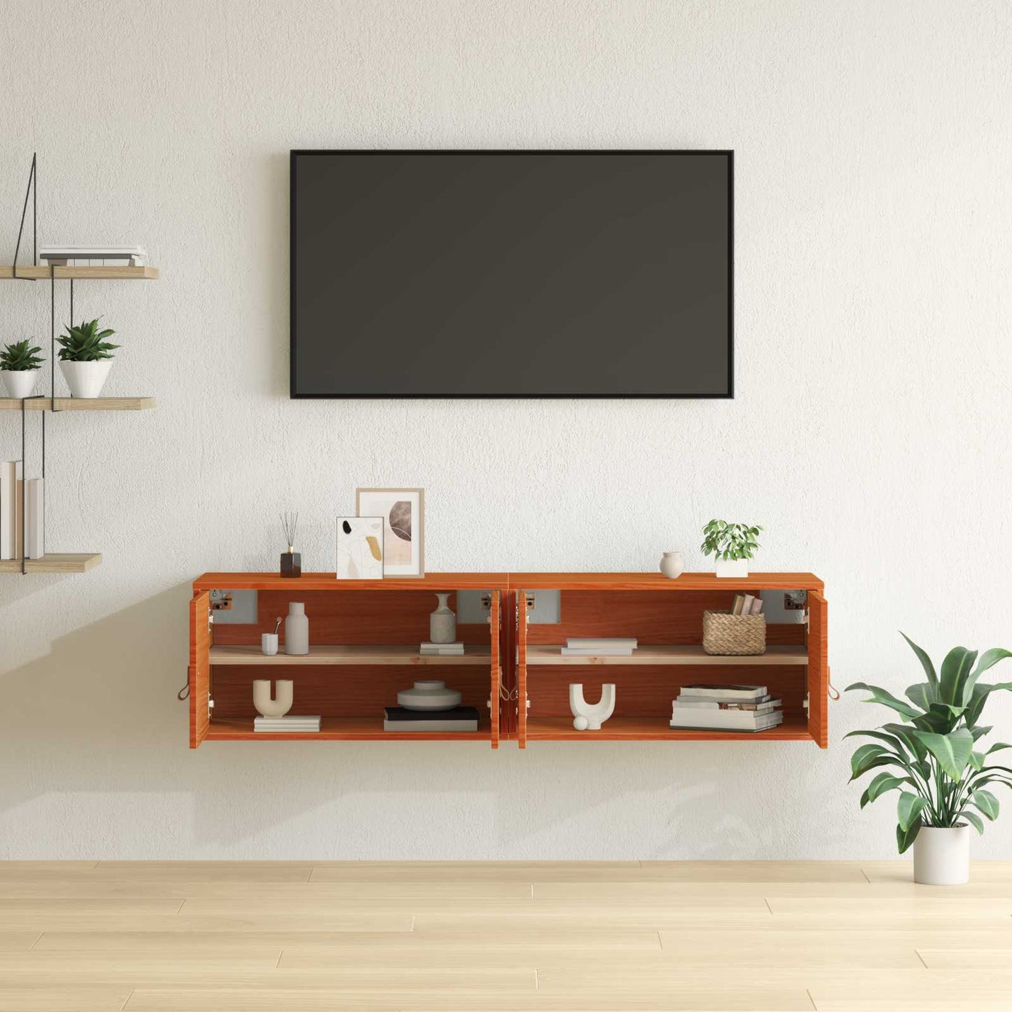 Wandkast 2 pcs Wasbruin 60 x 30 x 30 cm Massief grenenhout is nu te koop bij PeponiXL, paradijselijk wonen!