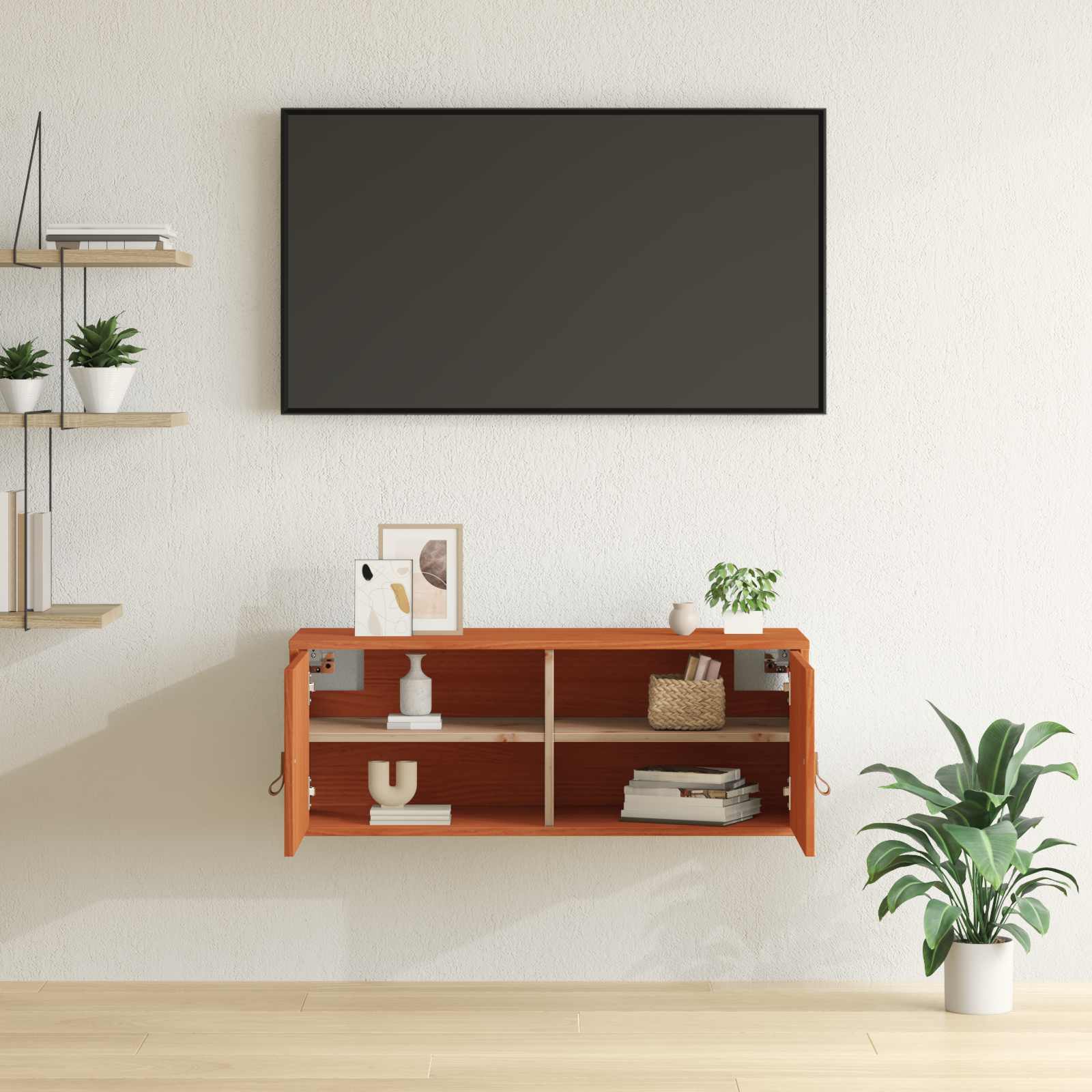 Wandkast met plank Wasbruin 80 x 30 x 30 cm Massief grenenhout is nu te koop bij PeponiXL, paradijselijk wonen!