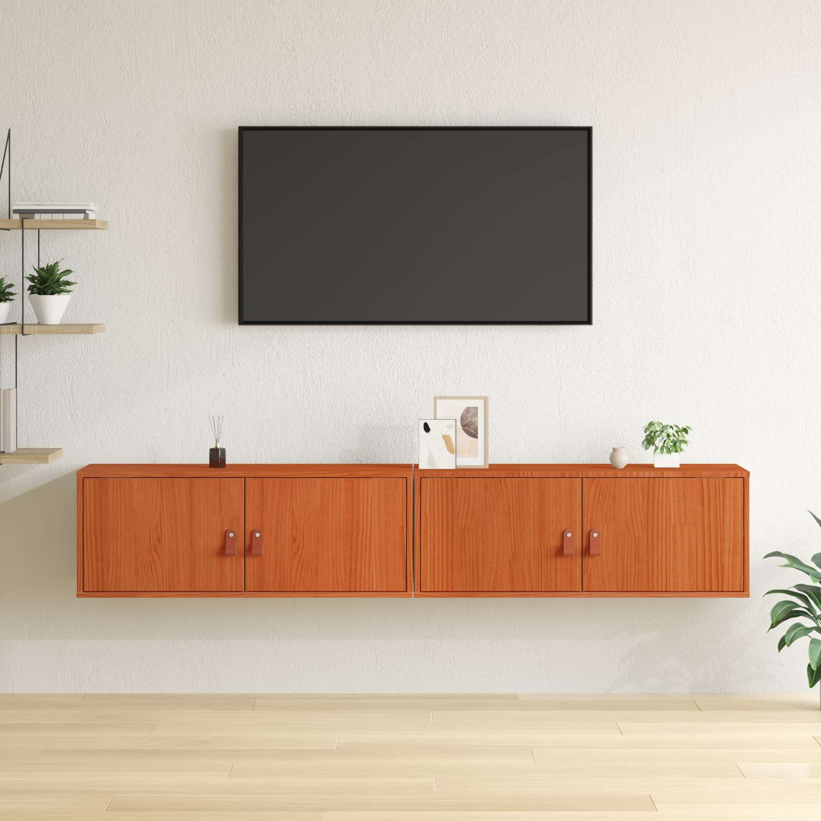 Wandkast 2 pcs Wasbruin 80 x 30 x 30 cm Massief grenenhout is nu te koop bij PeponiXL, paradijselijk wonen!