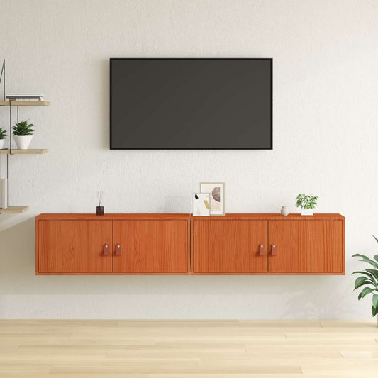 Wandkast 2 pcs Wasbruin 80 x 30 x 30 cm Massief grenenhout is nu te koop bij PeponiXL, paradijselijk wonen!