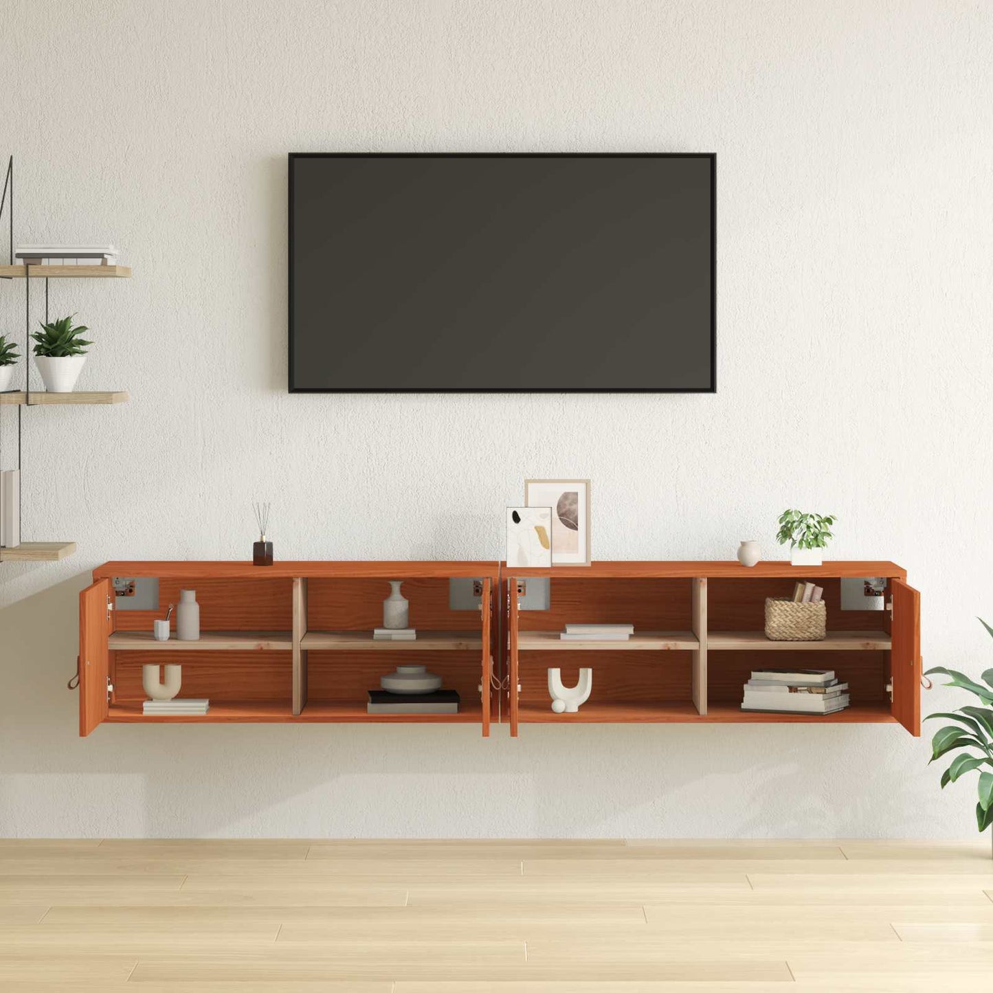 Wandkast 2 pcs Wasbruin 80 x 30 x 30 cm Massief grenenhout is nu te koop bij PeponiXL, paradijselijk wonen!