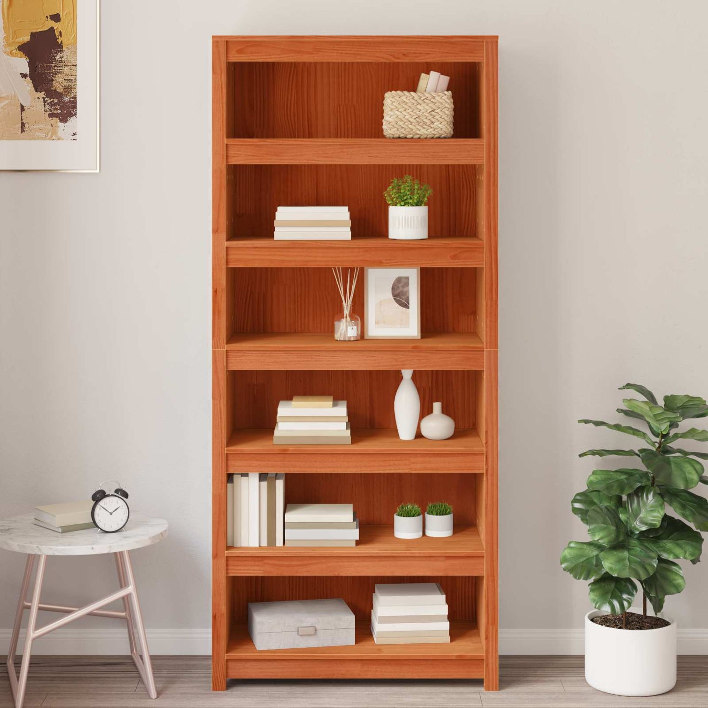 Boekenkast Wasbruin 80 x 35 x 183 cm Massief grenenhout is nu te koop bij PeponiXL, paradijselijk wonen!