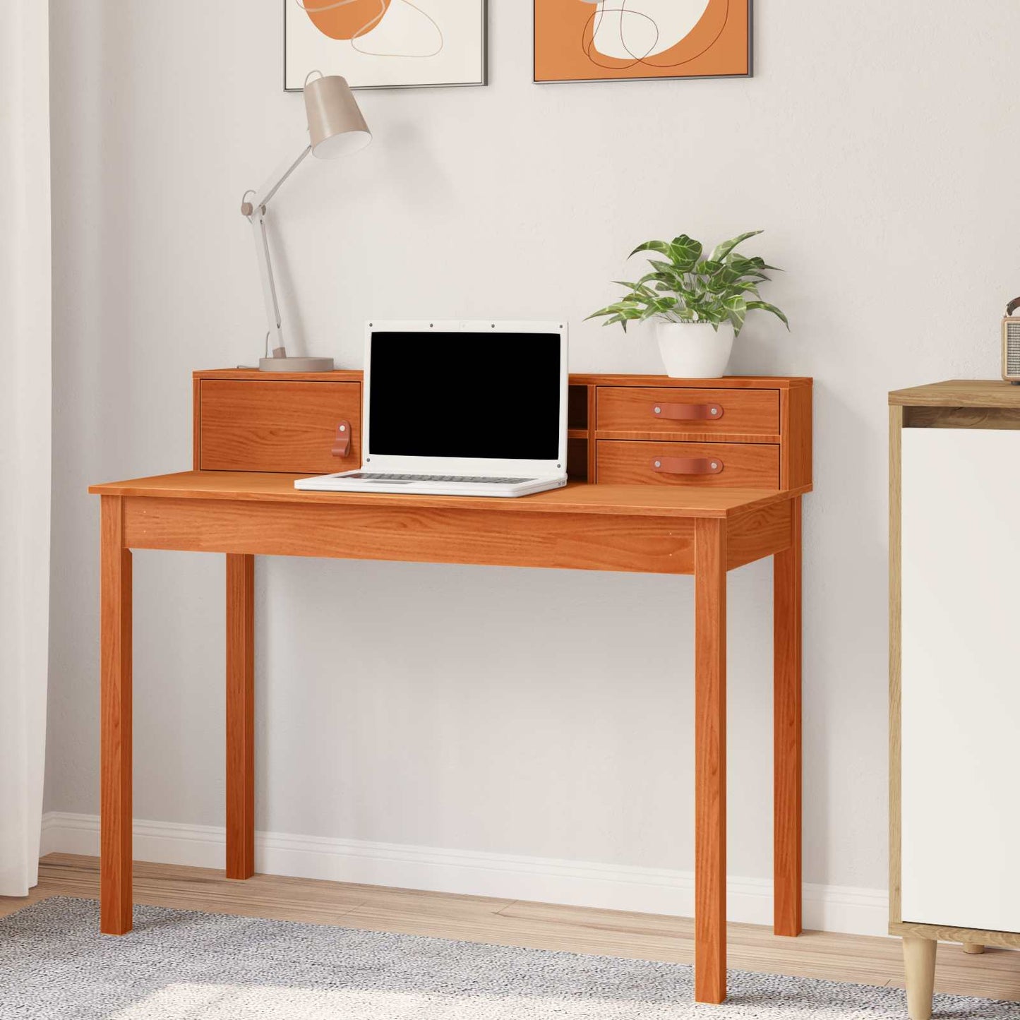 Bureau met lade Wasbruin 110 x 50 x 93 cm Massief Grenen Hout is nu te koop bij PeponiXL, paradijselijk wonen!