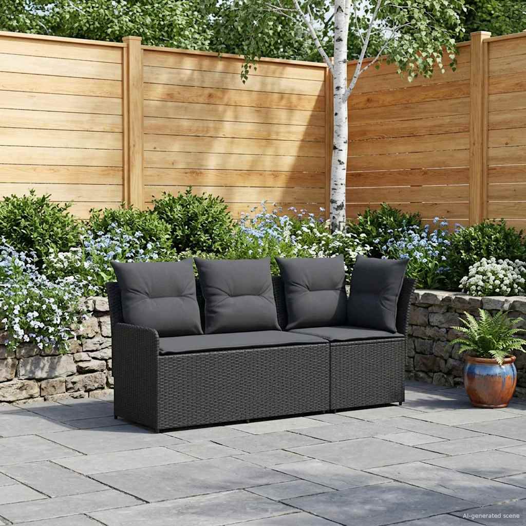 Tuinstoel met Armleuning en Hoekbank 2 Stuk Zwart PE Rattan is nu te koop bij PeponiXL, paradijselijk wonen!