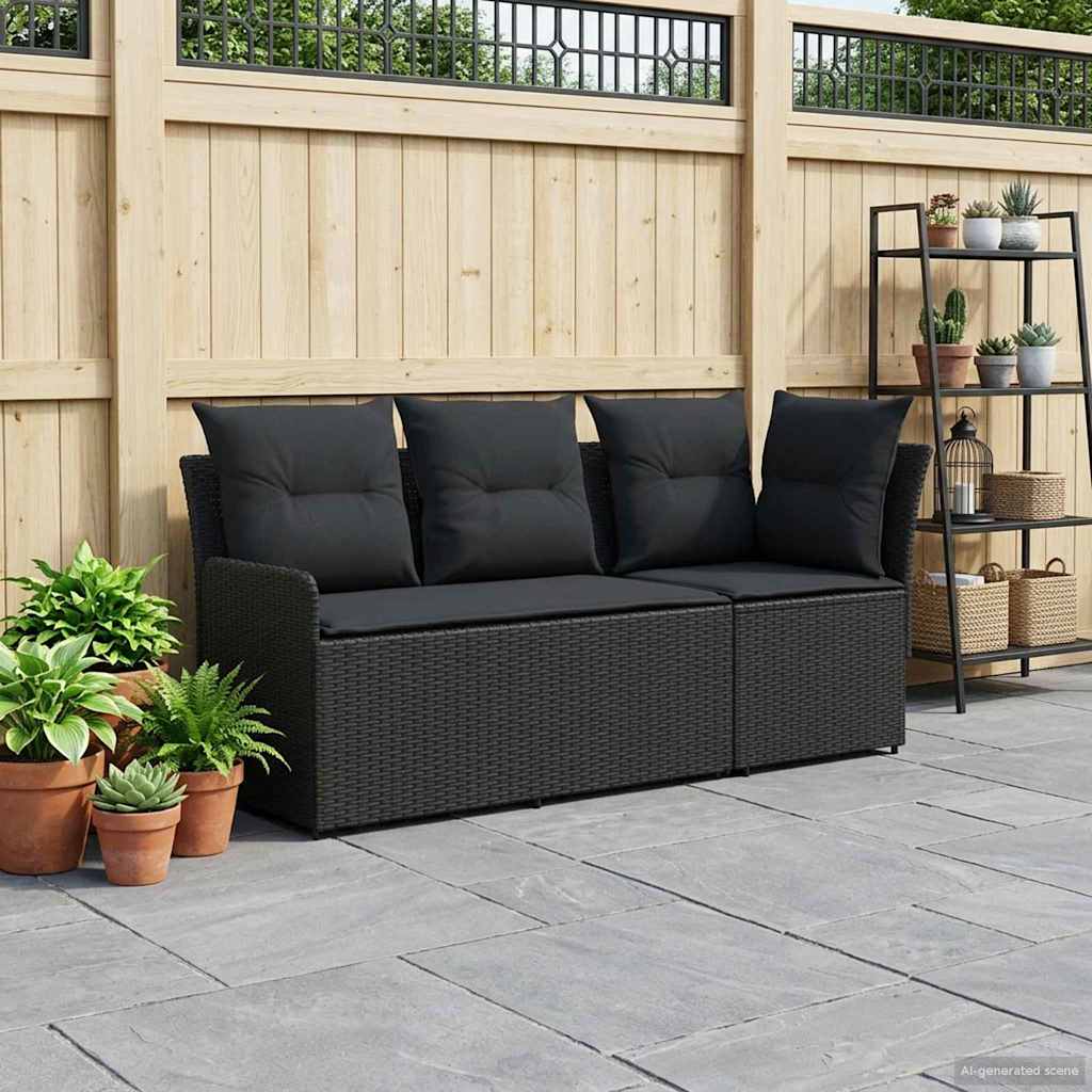 Tuinstoel met Armleuning en Hoekbank 2 Stuk Zwart PE Rattan is nu te koop bij PeponiXL, paradijselijk wonen!