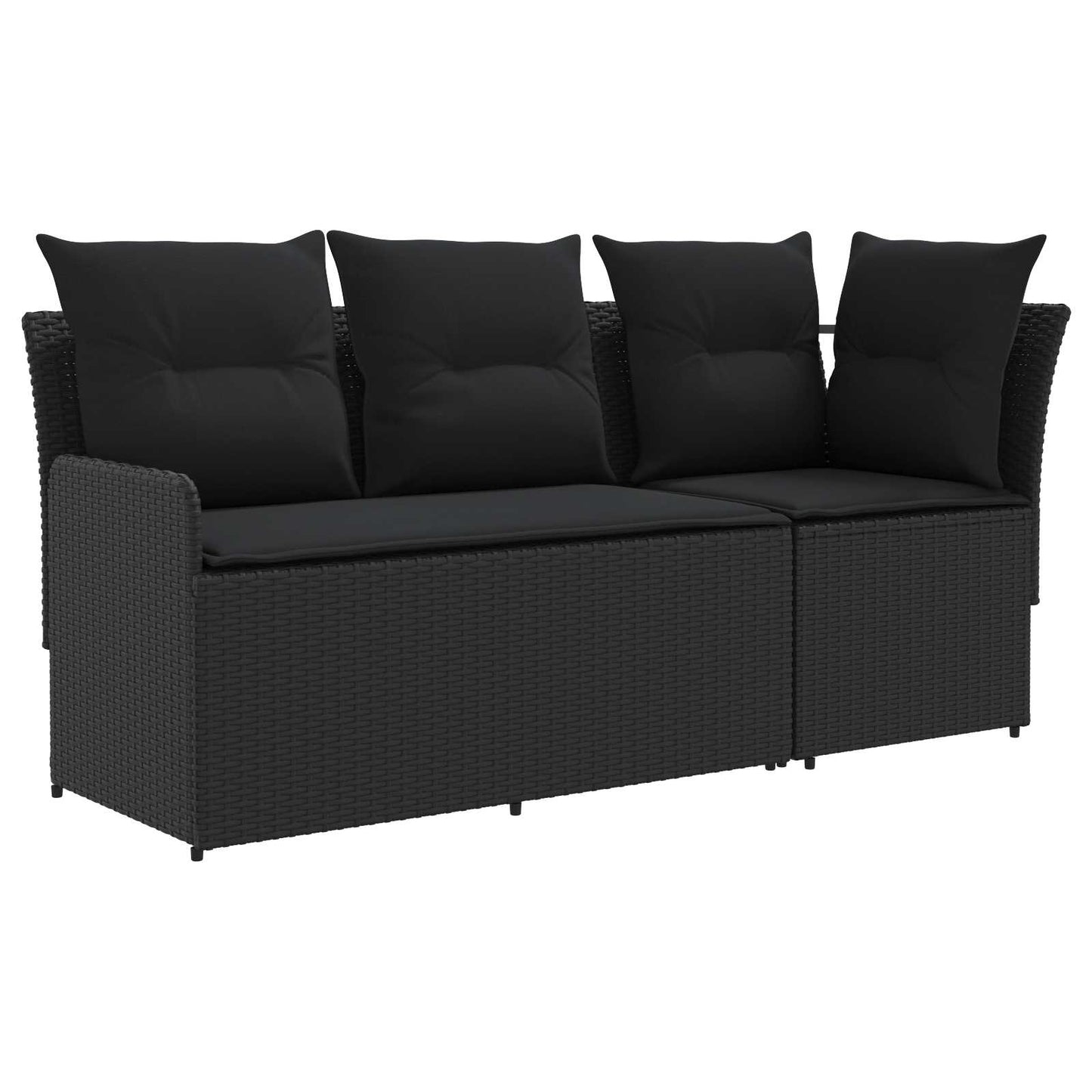 Tuinstoel met Armleuning en Hoekbank 2 Stuk Zwart PE Rattan is nu te koop bij PeponiXL, paradijselijk wonen!