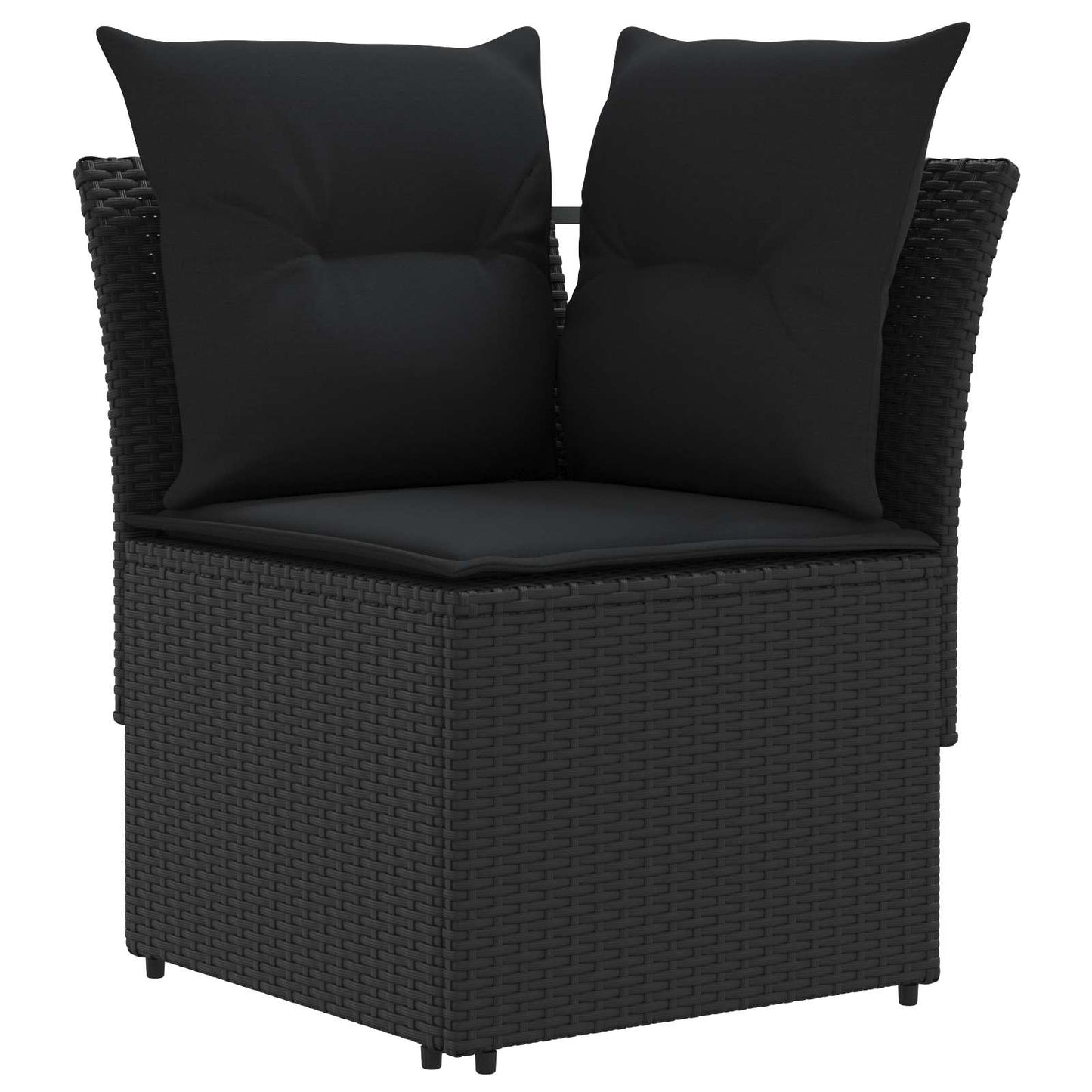Tuinstoel met Armleuning en Hoekbank 2 Stuk Zwart PE Rattan is nu te koop bij PeponiXL, paradijselijk wonen!