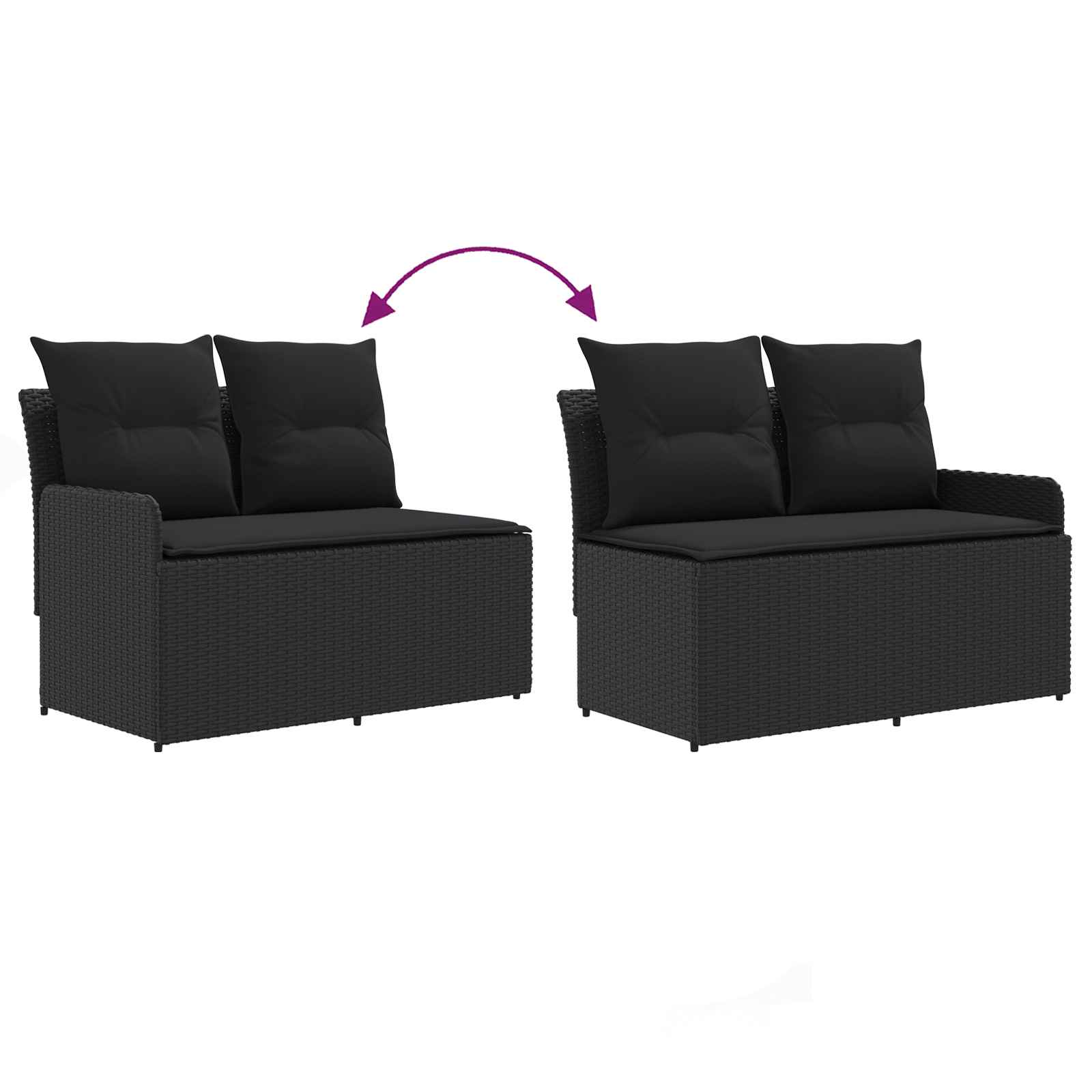 Tuinstoel met Armleuning en Hoekbank 2 Stuk Zwart PE Rattan is nu te koop bij PeponiXL, paradijselijk wonen!