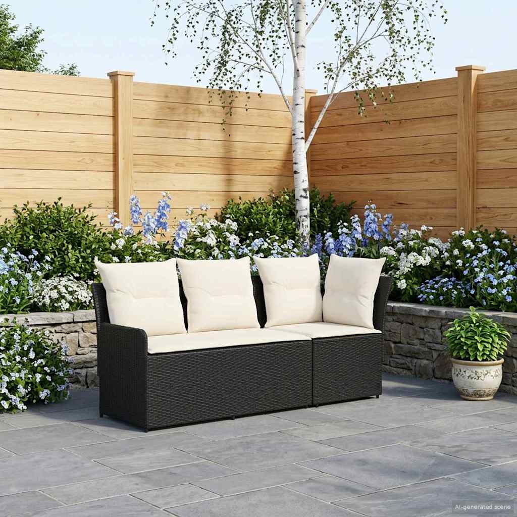 Tuinstoel met Armleuning en Hoekbank 2 Stuk Zwart en Crème is nu te koop bij PeponiXL, paradijselijk wonen!