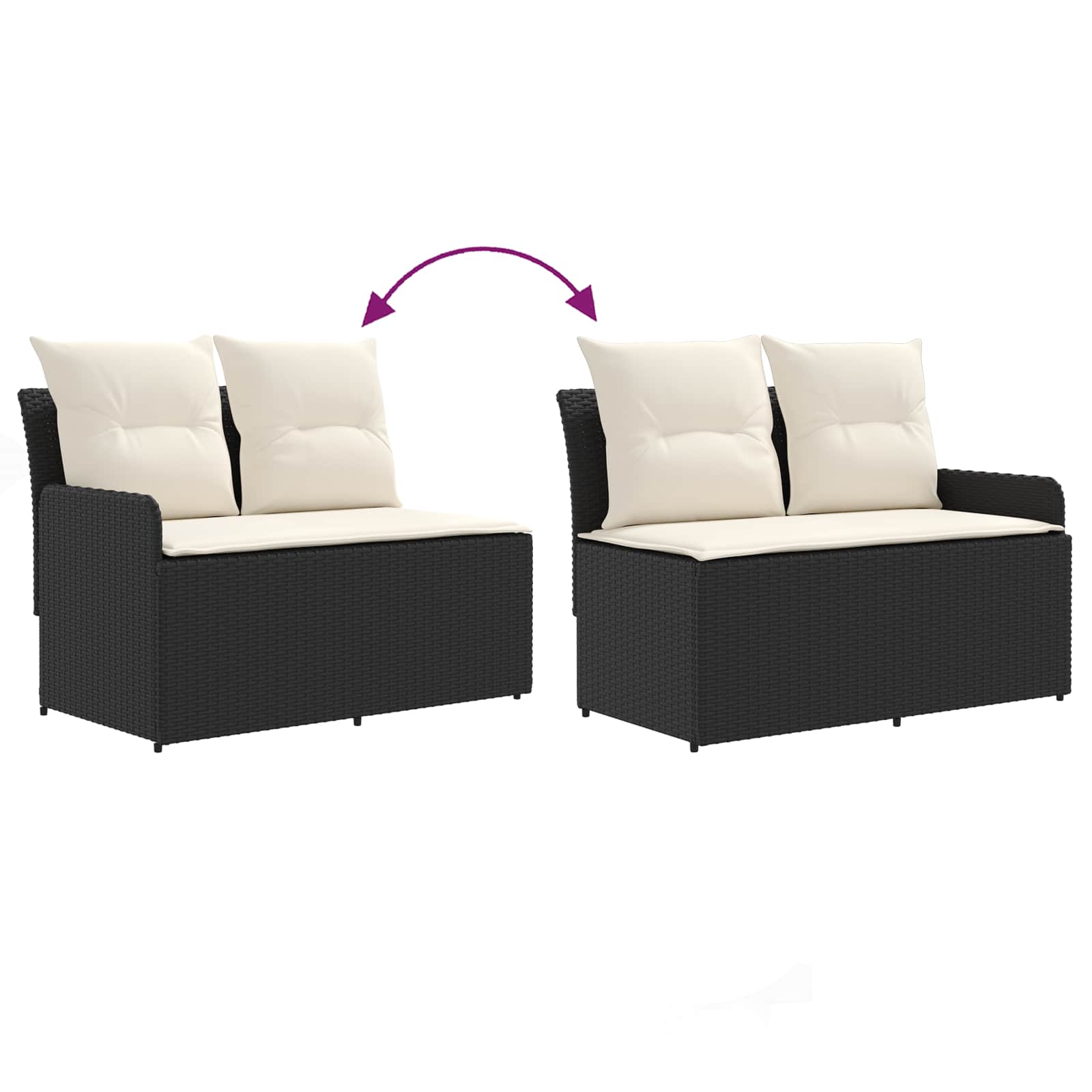 Tuinstoel met Armleuning en Hoekbank 2 Stuk Zwart en Crème is nu te koop bij PeponiXL, paradijselijk wonen!