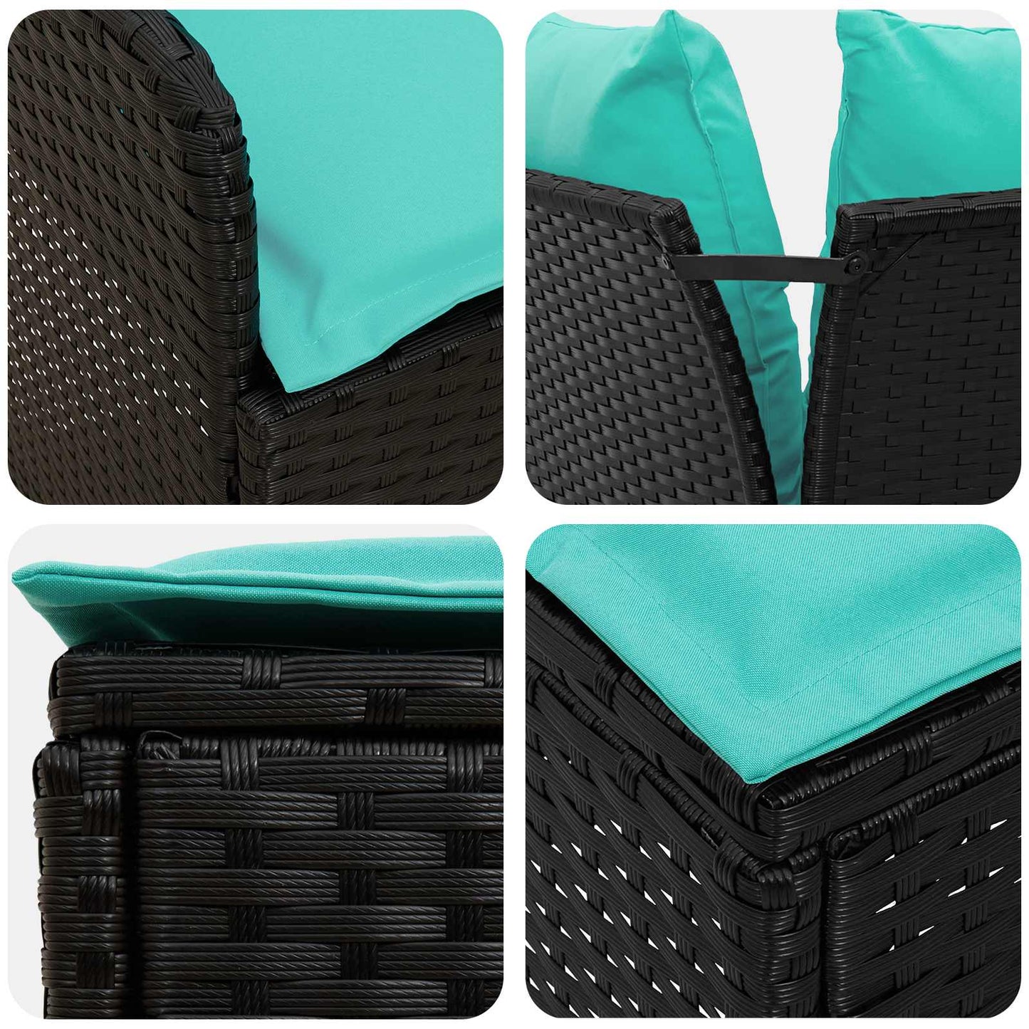 Tuinstoel met Armleuning en Hoekbank 2 Stuk Zwart en Turquoise is nu te koop bij PeponiXL, paradijselijk wonen!