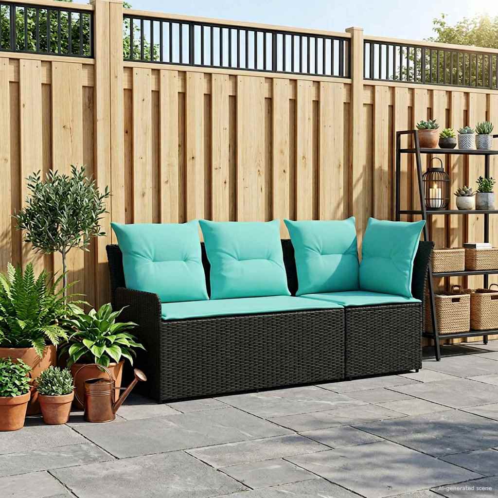 Tuinstoel met Armleuning en Hoekbank 2 Stuk Zwart en Turquoise is nu te koop bij PeponiXL, paradijselijk wonen!