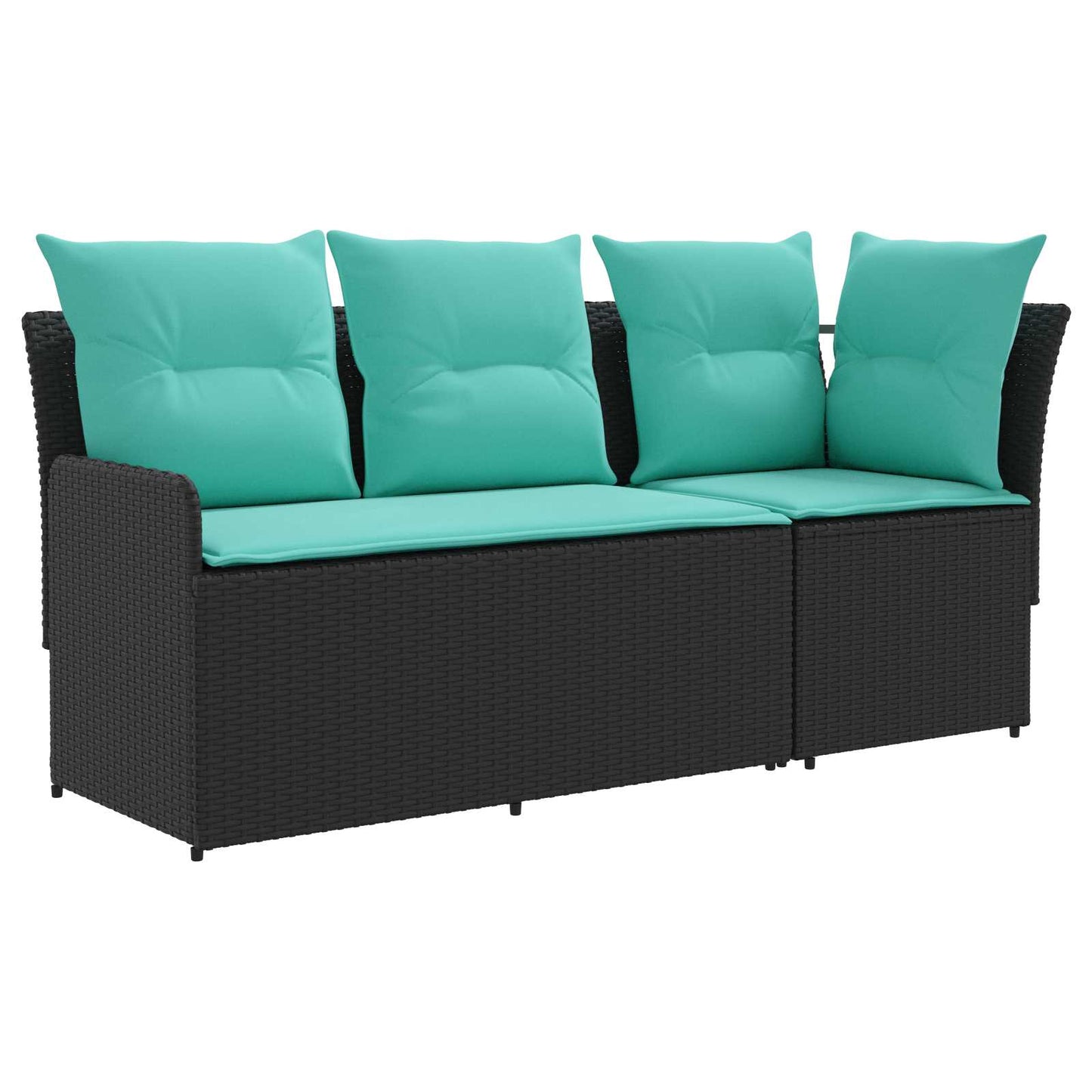Tuinstoel met Armleuning en Hoekbank 2 Stuk Zwart en Turquoise is nu te koop bij PeponiXL, paradijselijk wonen!