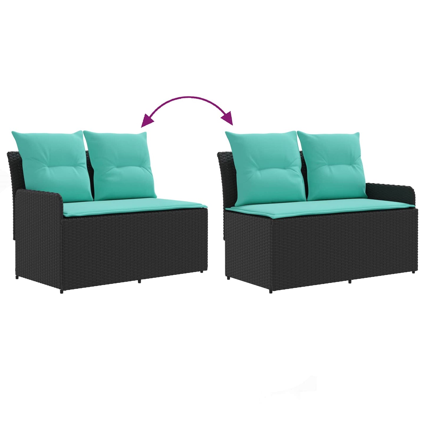 Tuinstoel met Armleuning en Hoekbank 2 Stuk Zwart en Turquoise is nu te koop bij PeponiXL, paradijselijk wonen!
