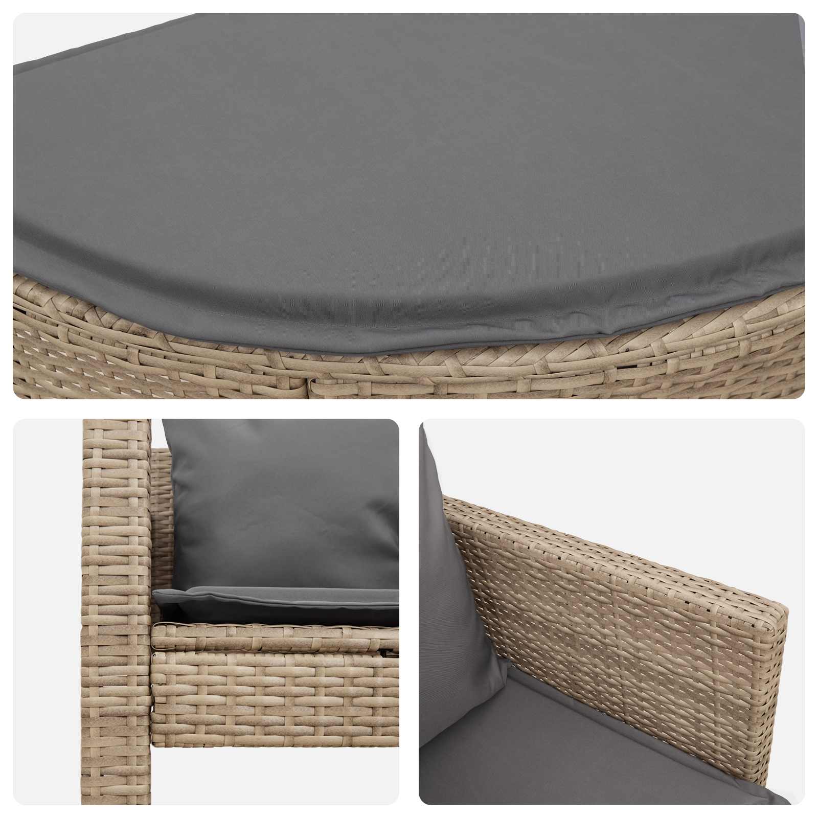 Tuinbank met kussen 8 pcs Beige en Licht Grijs poly rattan is nu te koop bij PeponiXL, paradijselijk wonen!