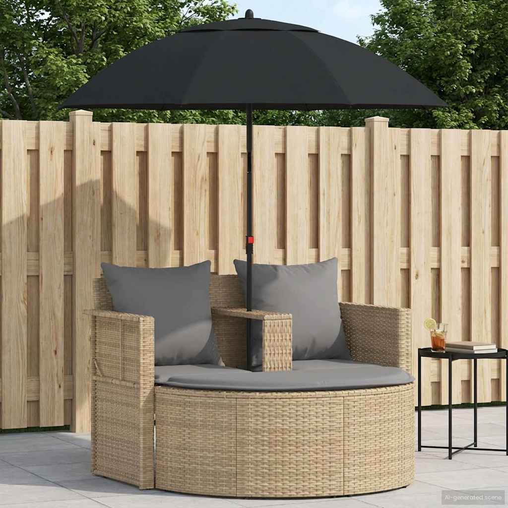 Tuinbank met kussen 8 pcs Beige en Licht Grijs poly rattan is nu te koop bij PeponiXL, paradijselijk wonen!