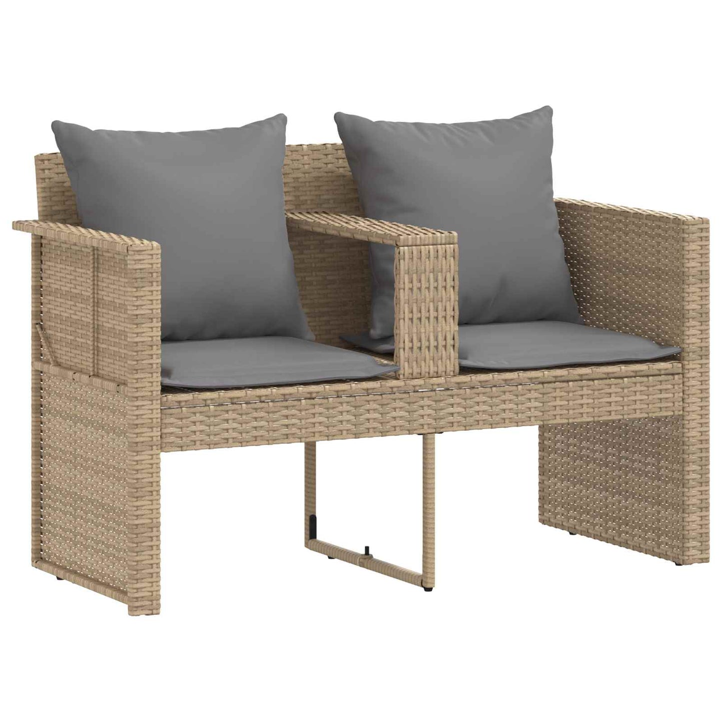 Tuinbank met kussen 8 pcs Beige en Licht Grijs poly rattan is nu te koop bij PeponiXL, paradijselijk wonen!