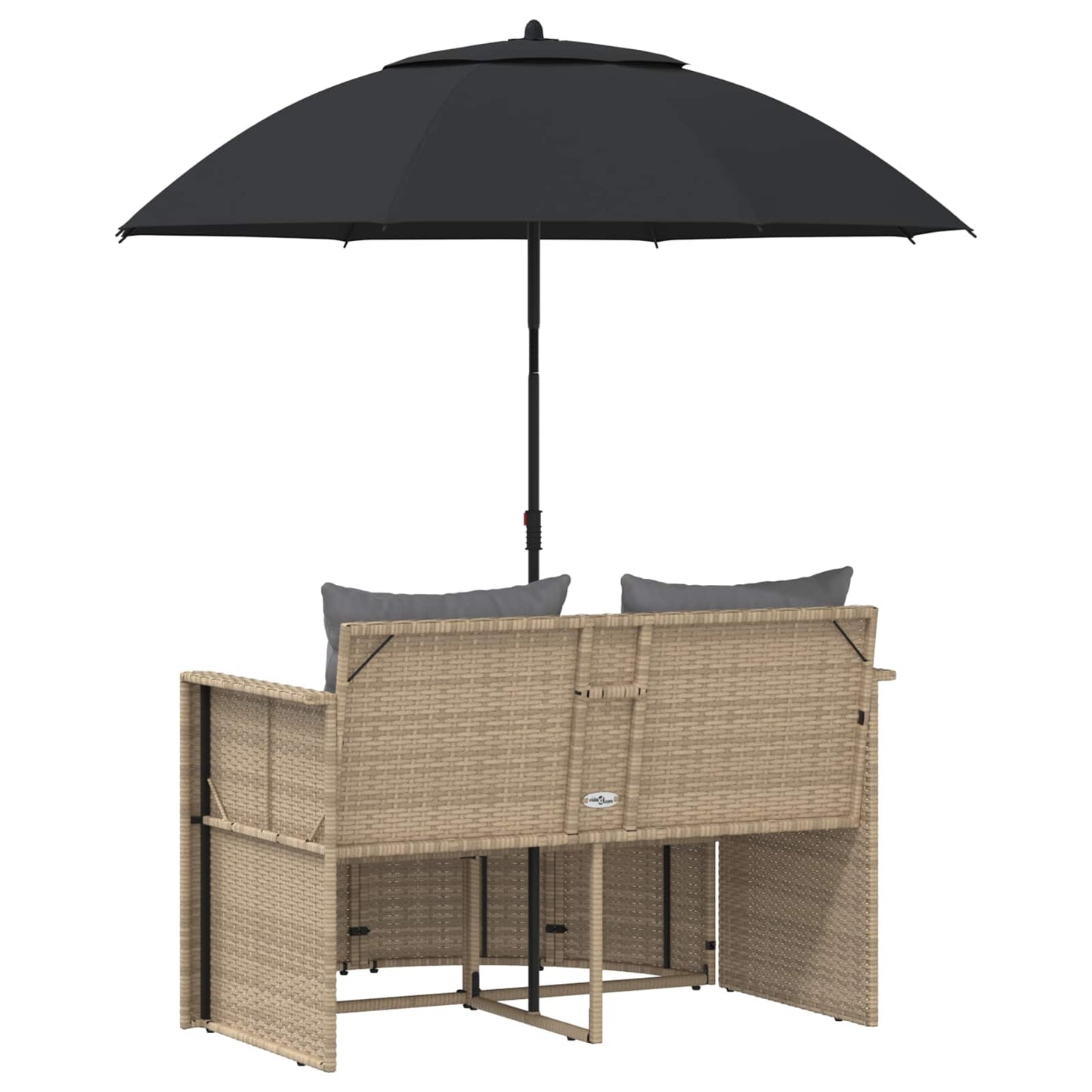 Tuinbank met kussen 8 pcs Beige en Licht Grijs poly rattan is nu te koop bij PeponiXL, paradijselijk wonen!