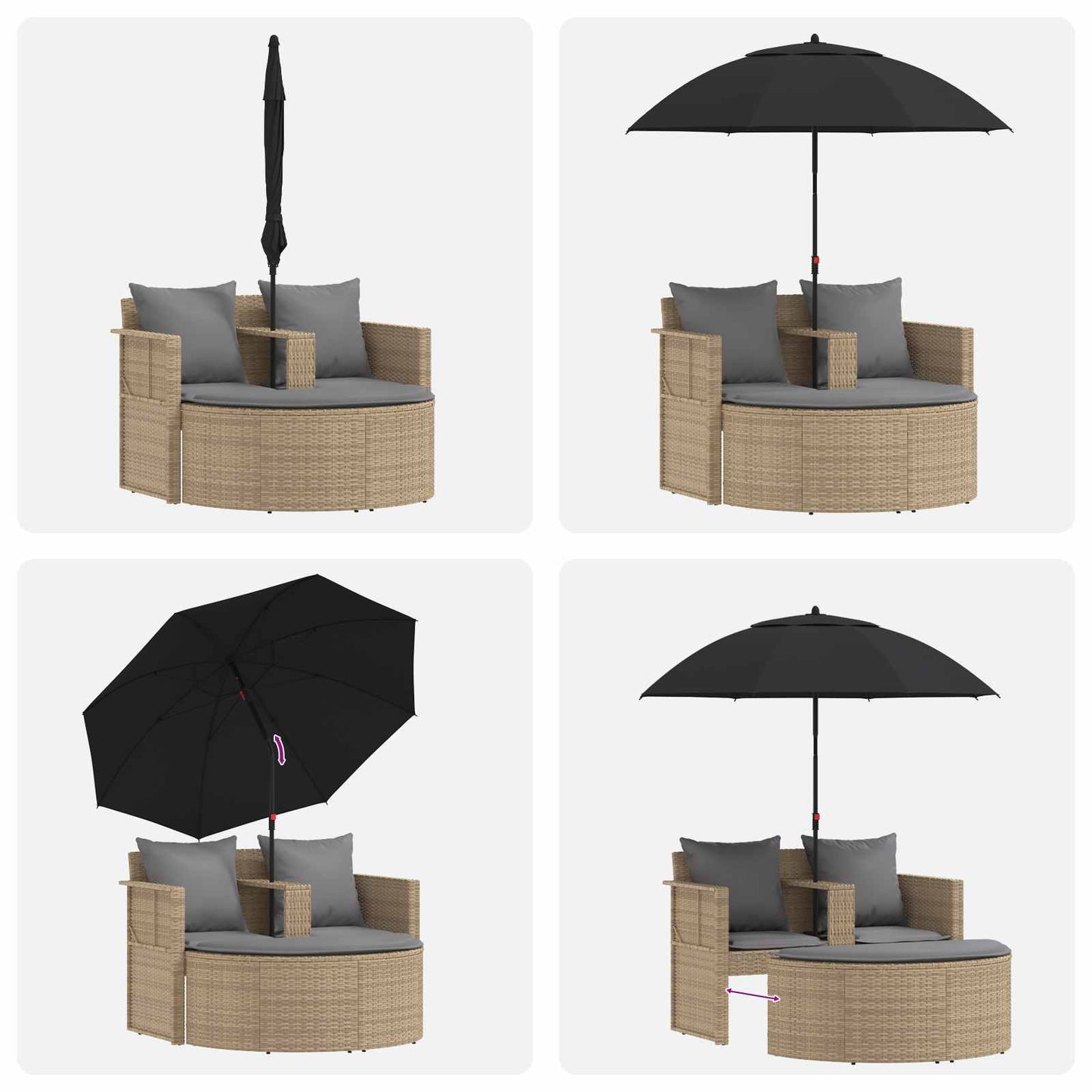 Tuinbank met kussen 8 pcs Beige en Licht Grijs poly rattan is nu te koop bij PeponiXL, paradijselijk wonen!