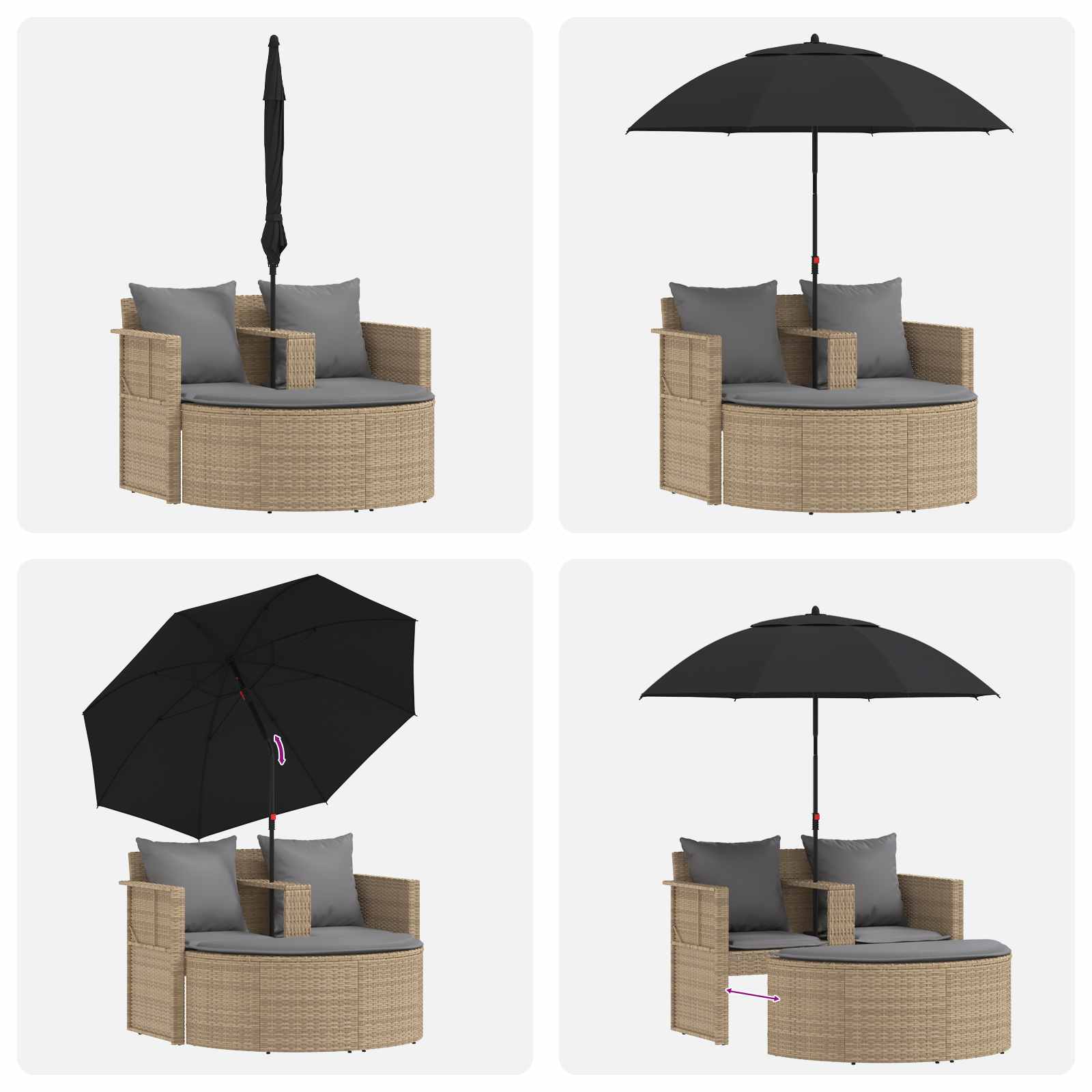 Tuinbank met kussen 8 pcs Beige en Licht Grijs poly rattan is nu te koop bij PeponiXL, paradijselijk wonen!