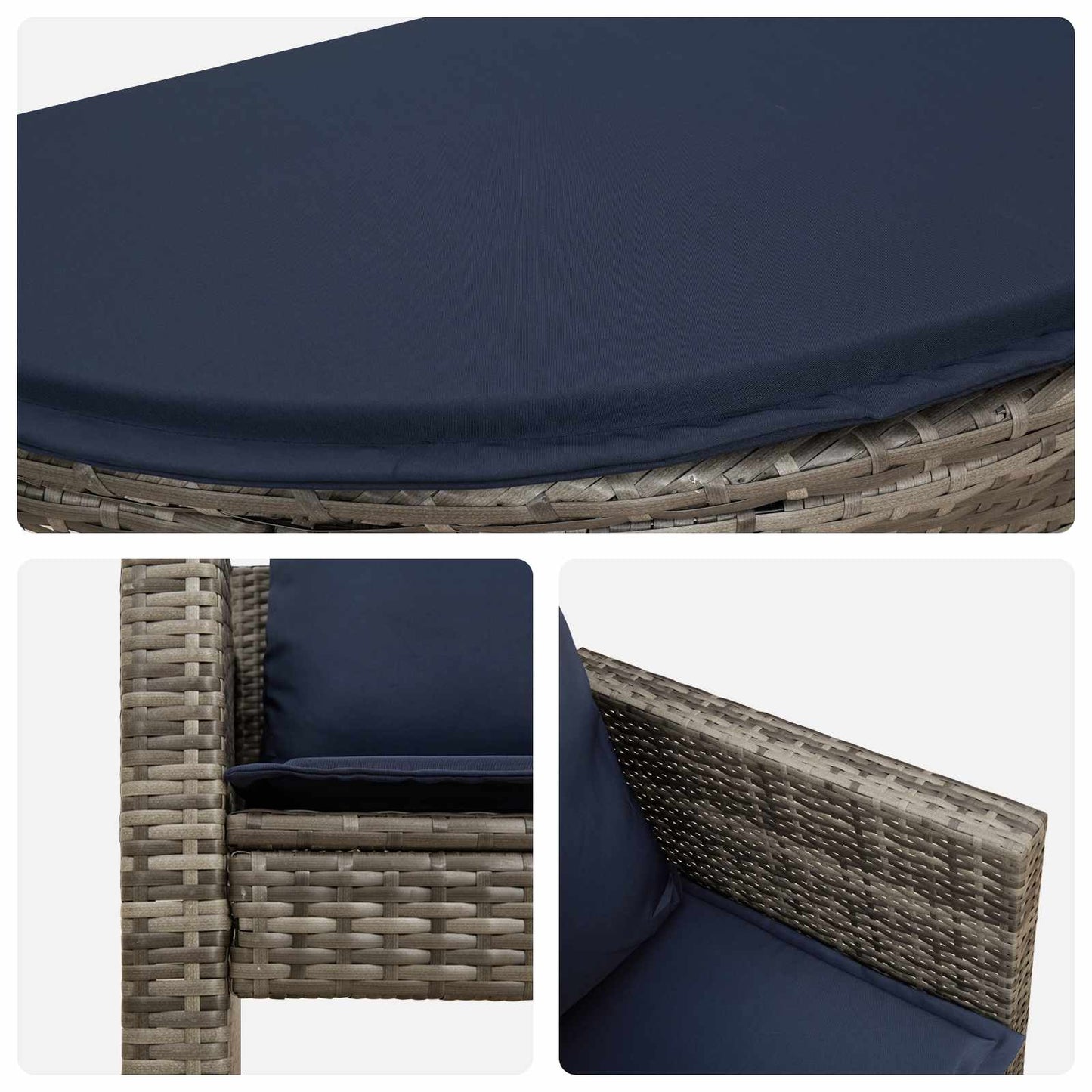 Tuinbank met kussen 8 pcs Grijs en Marineblauw poly rattan is nu te koop bij PeponiXL, paradijselijk wonen!
