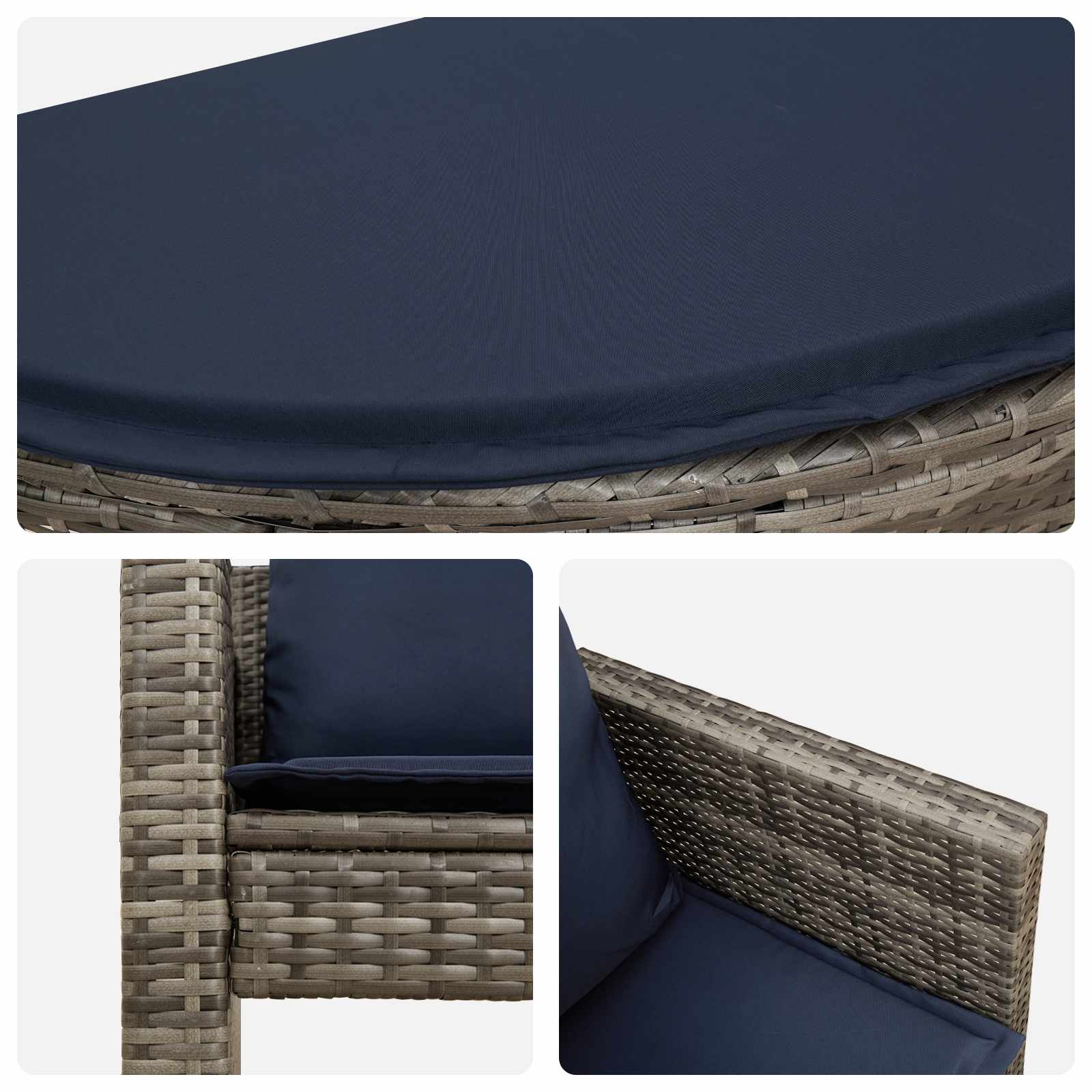 Tuinbank met kussen 8 pcs Grijs en Marineblauw poly rattan is nu te koop bij PeponiXL, paradijselijk wonen!