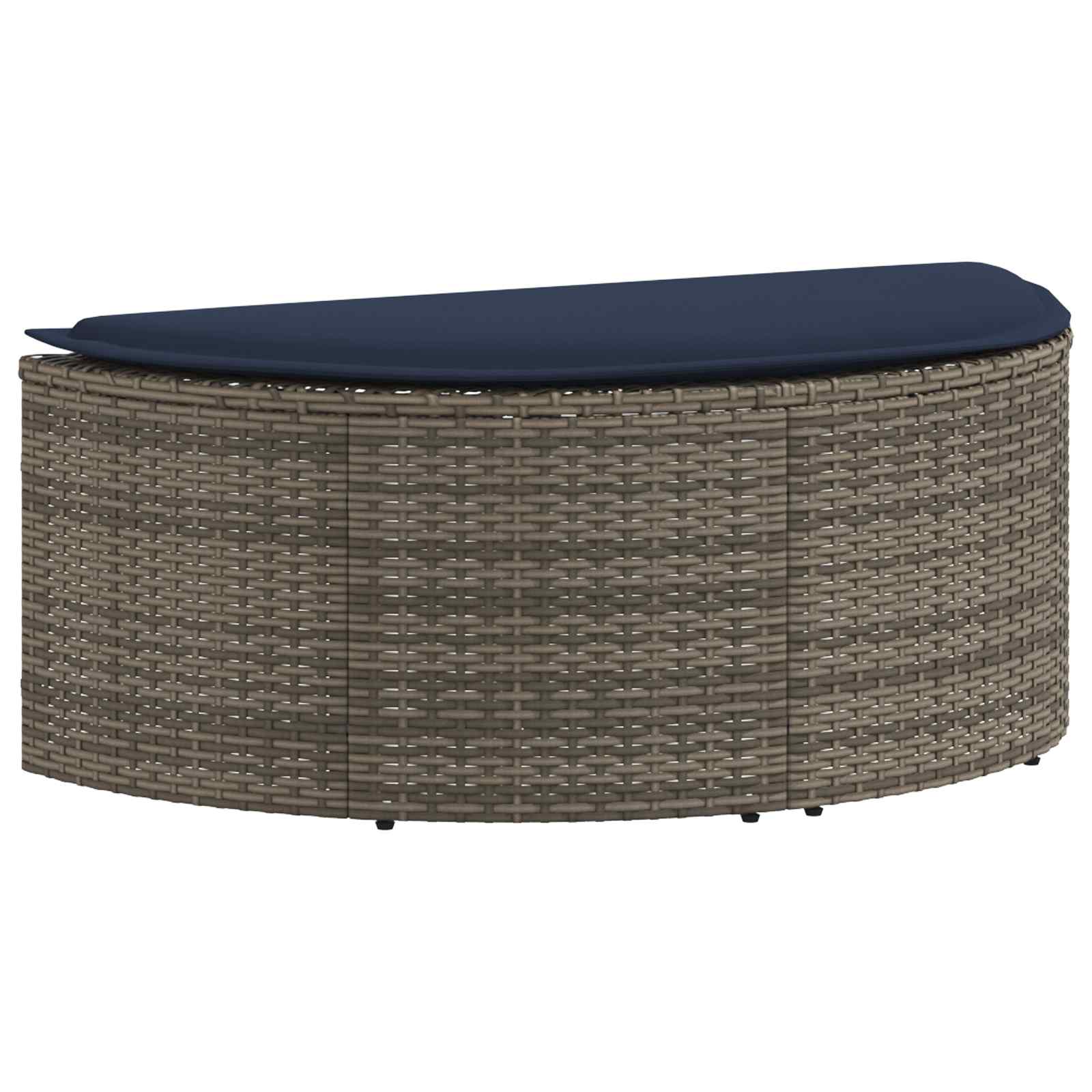 Tuinbank met kussen 8 pcs Grijs en Marineblauw poly rattan is nu te koop bij PeponiXL, paradijselijk wonen!