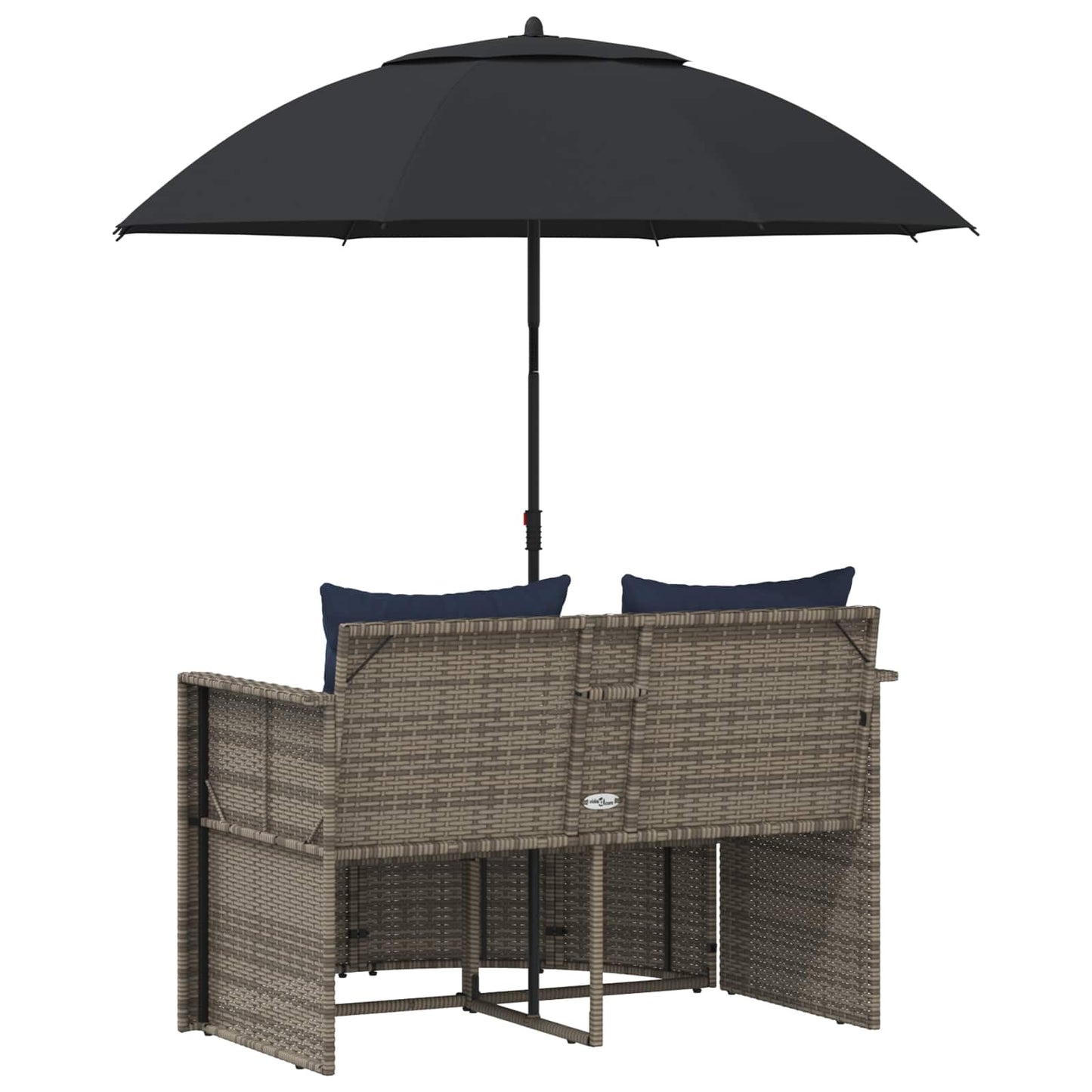 Tuinbank met kussen 8 pcs Grijs en Marineblauw poly rattan is nu te koop bij PeponiXL, paradijselijk wonen!