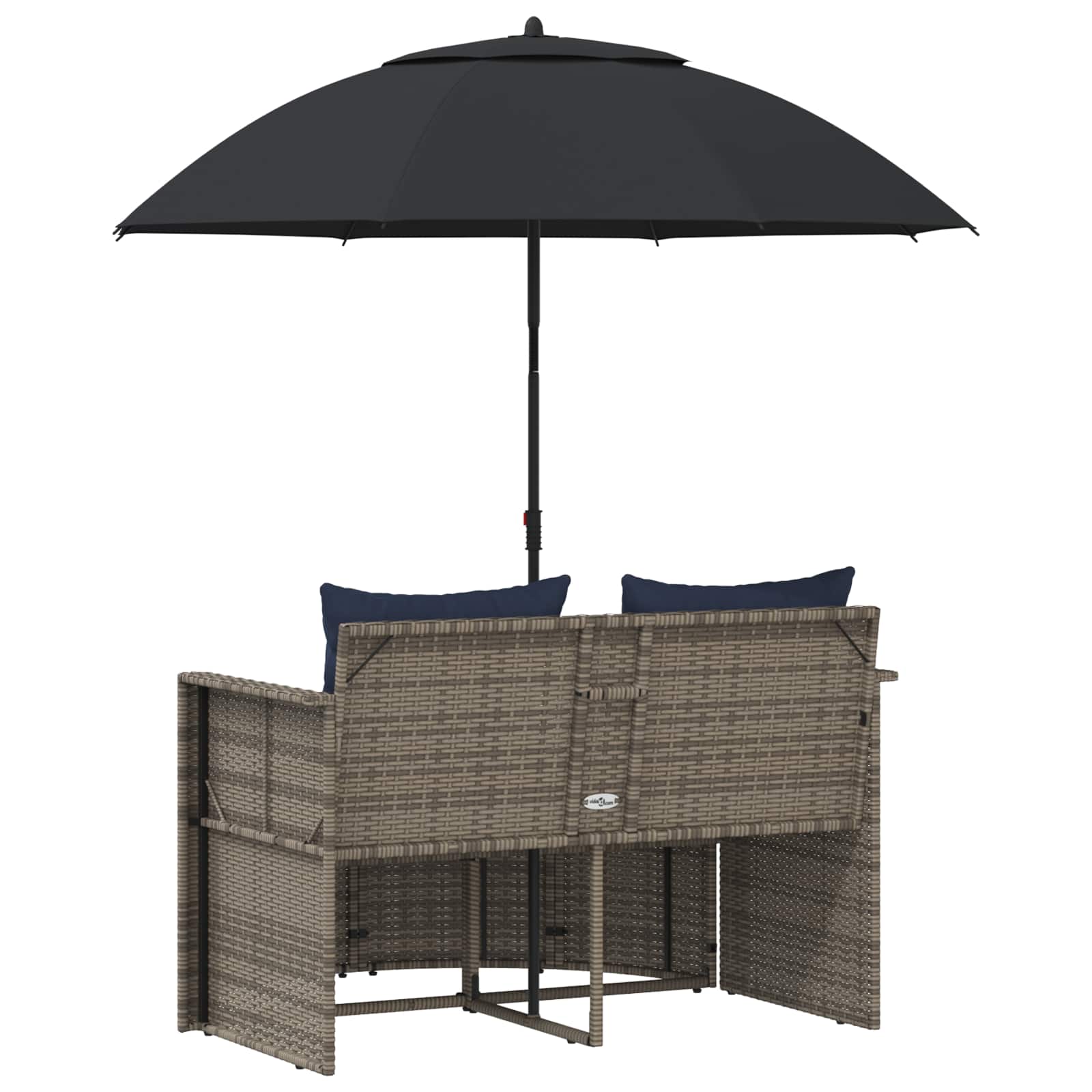 Tuinbank met kussen 8 pcs Grijs en Marineblauw poly rattan is nu te koop bij PeponiXL, paradijselijk wonen!